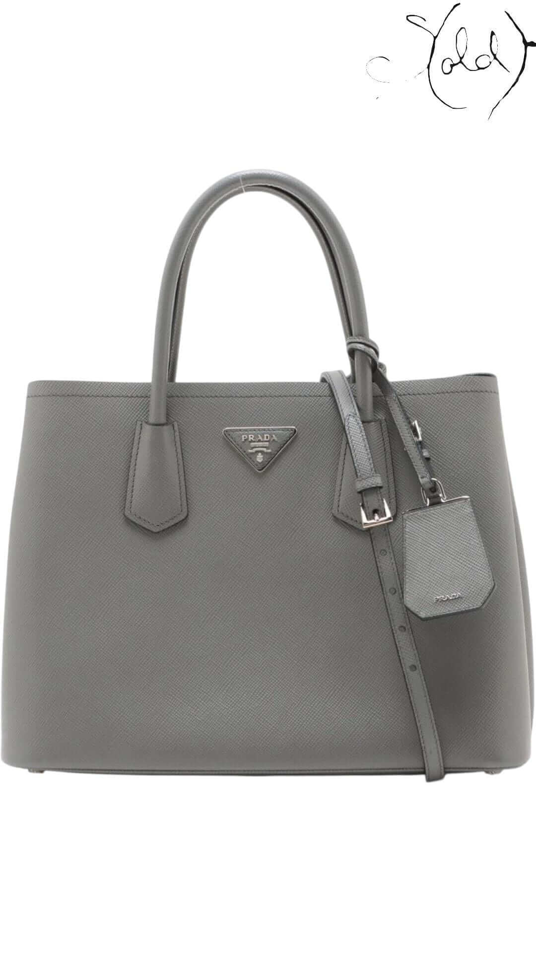 PRADA Saffiano Cuir 2-Way Large Tote – Graphite Grey Elegance — Authenticated Pre-Owned | Sold Attire