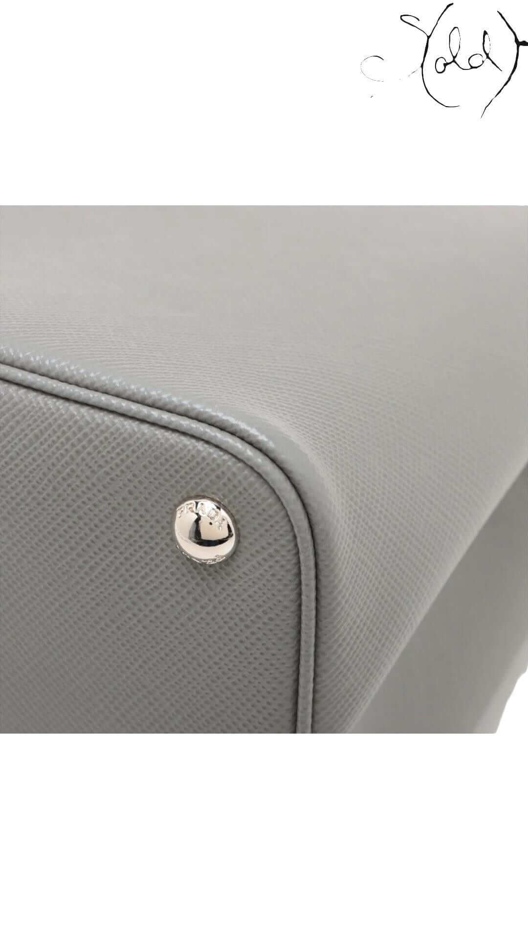 PRADA Saffiano Cuir 2-Way Large Tote – Graphite Grey Elegance — Base view | Sold Attire