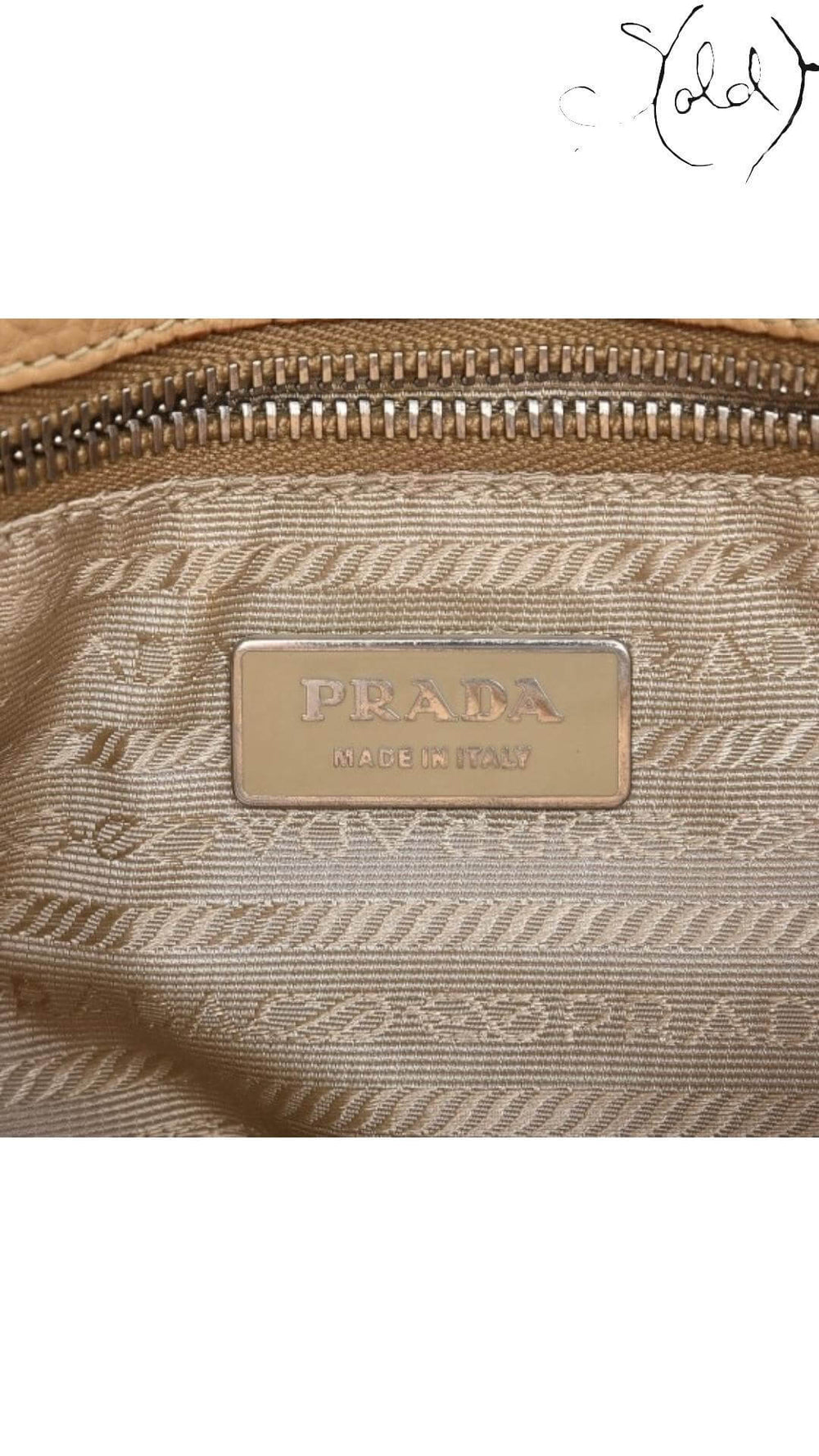 PRADA Vitello Daino Buckle Shoulder Bag – Sabbia Taupe Leather, Detail view | Sold Attire