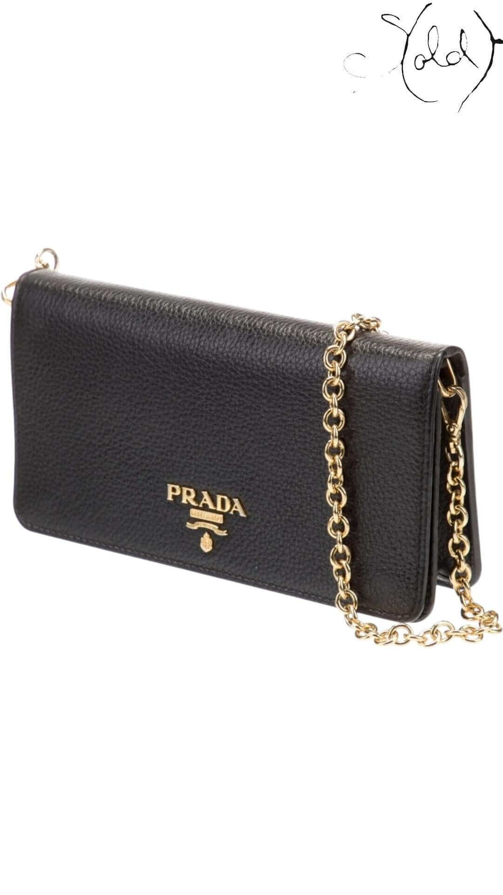 PRADA Vitello Daino Wallet on Chain – Compact Elegance, Back view | Sold Attire