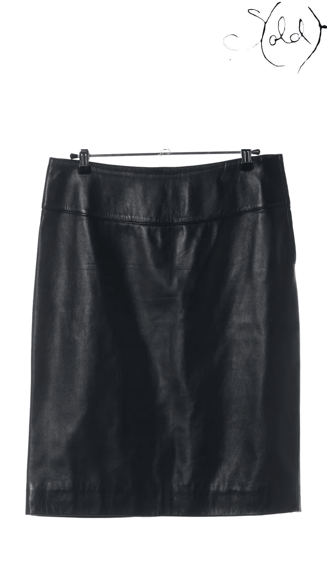 Prada black leather pencil skirt size 40: front view