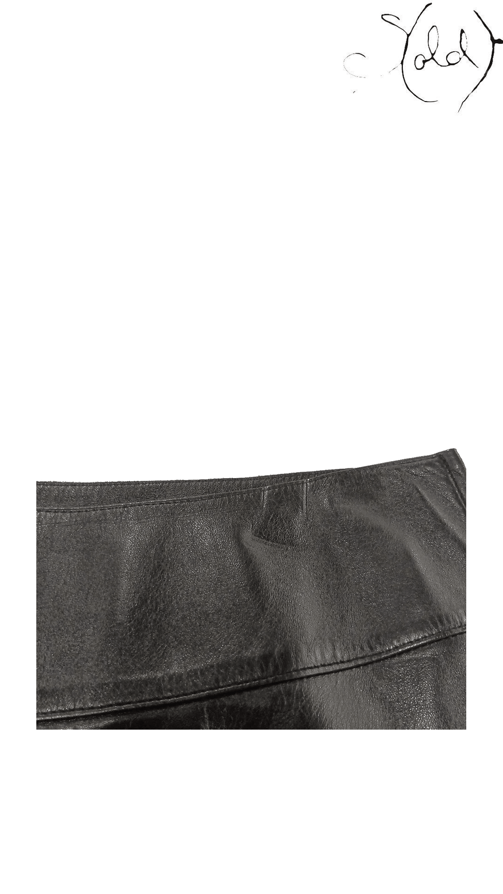 Prada black leather pencil skirt size 40: waistband and leather texture detail