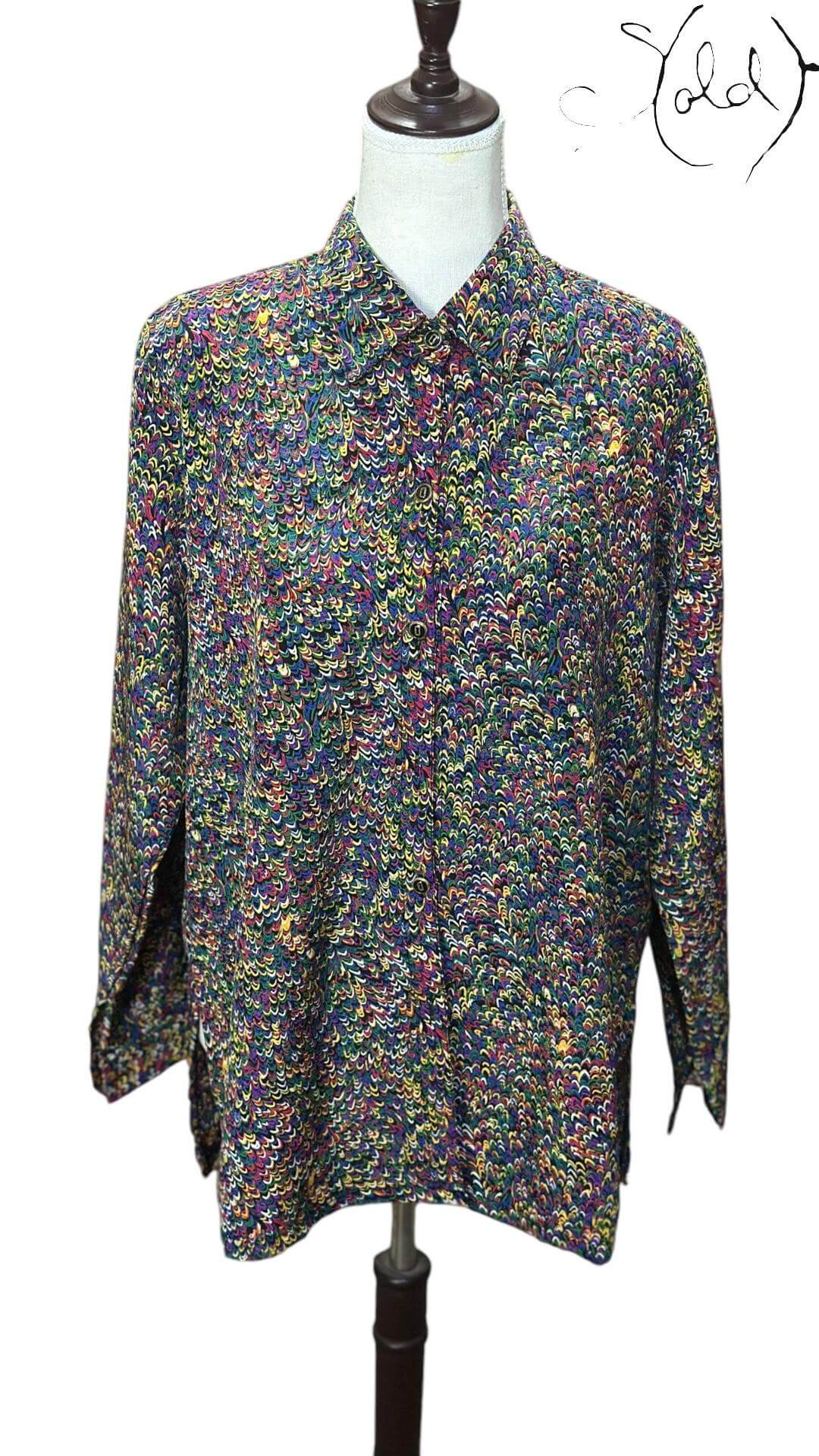 Psychedelic Feather Print Shirt – Fluid Fit, Authenticated Pre-Owned | Sold Attire