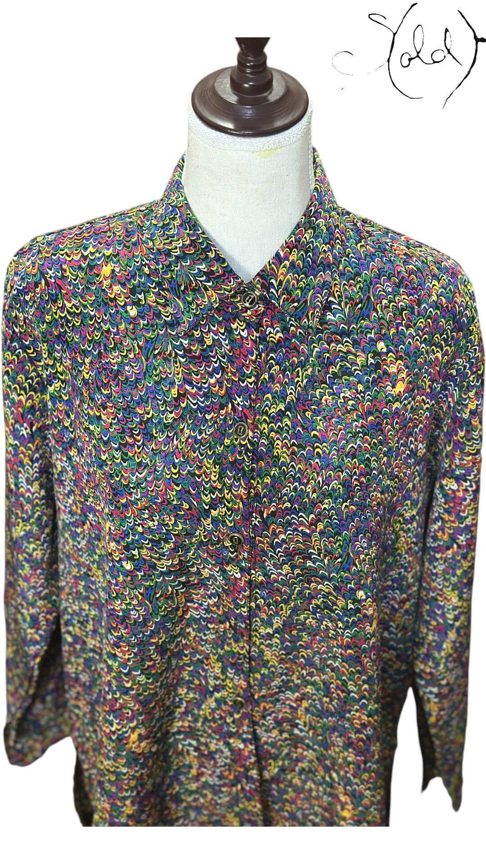 Psychedelic Feather Print Shirt – Fluid Fit, Detail view | Sold Attire
