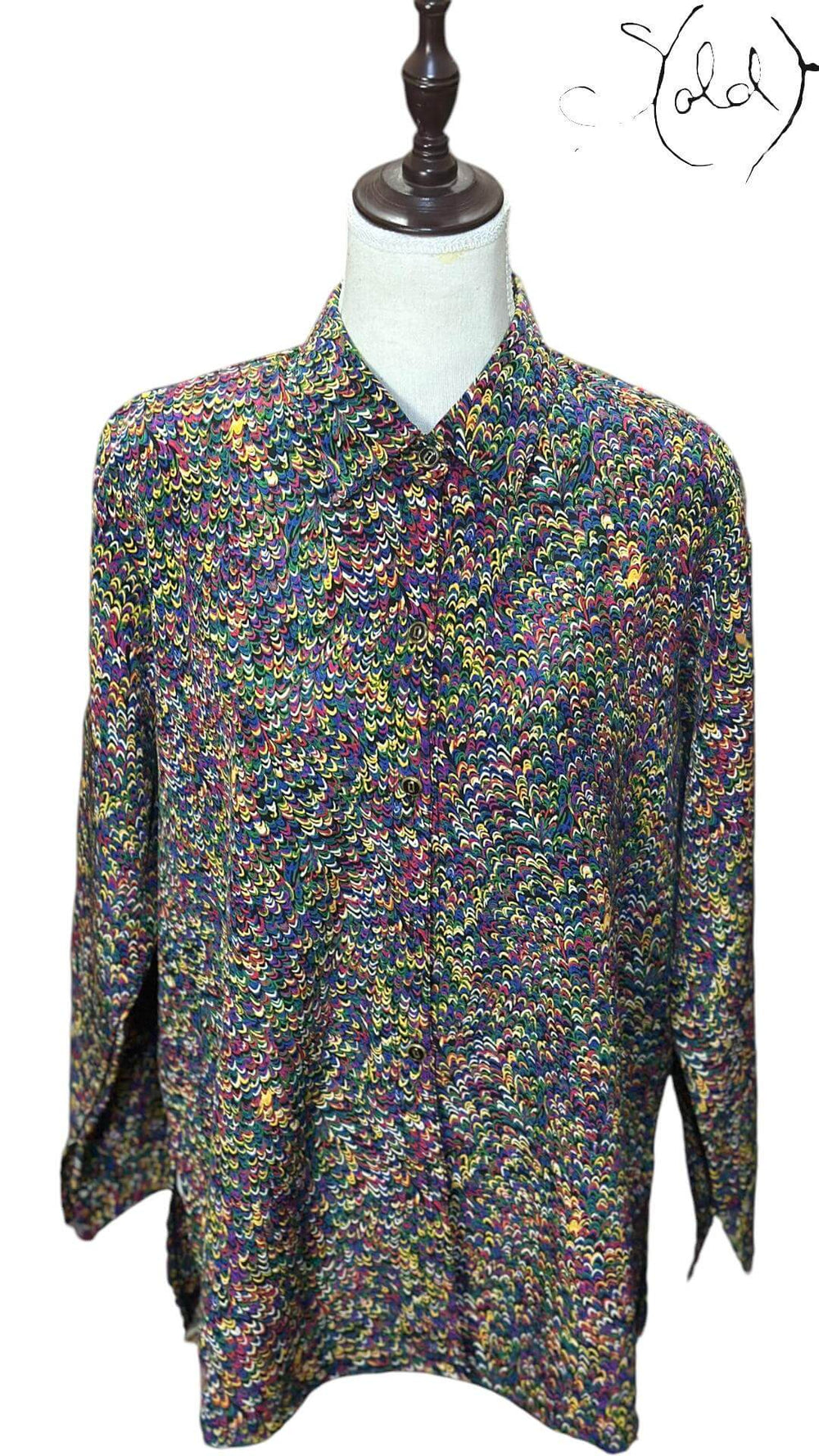 Psychedelic Feather Print Shirt – Fluid Fit, Back view | Sold Attire