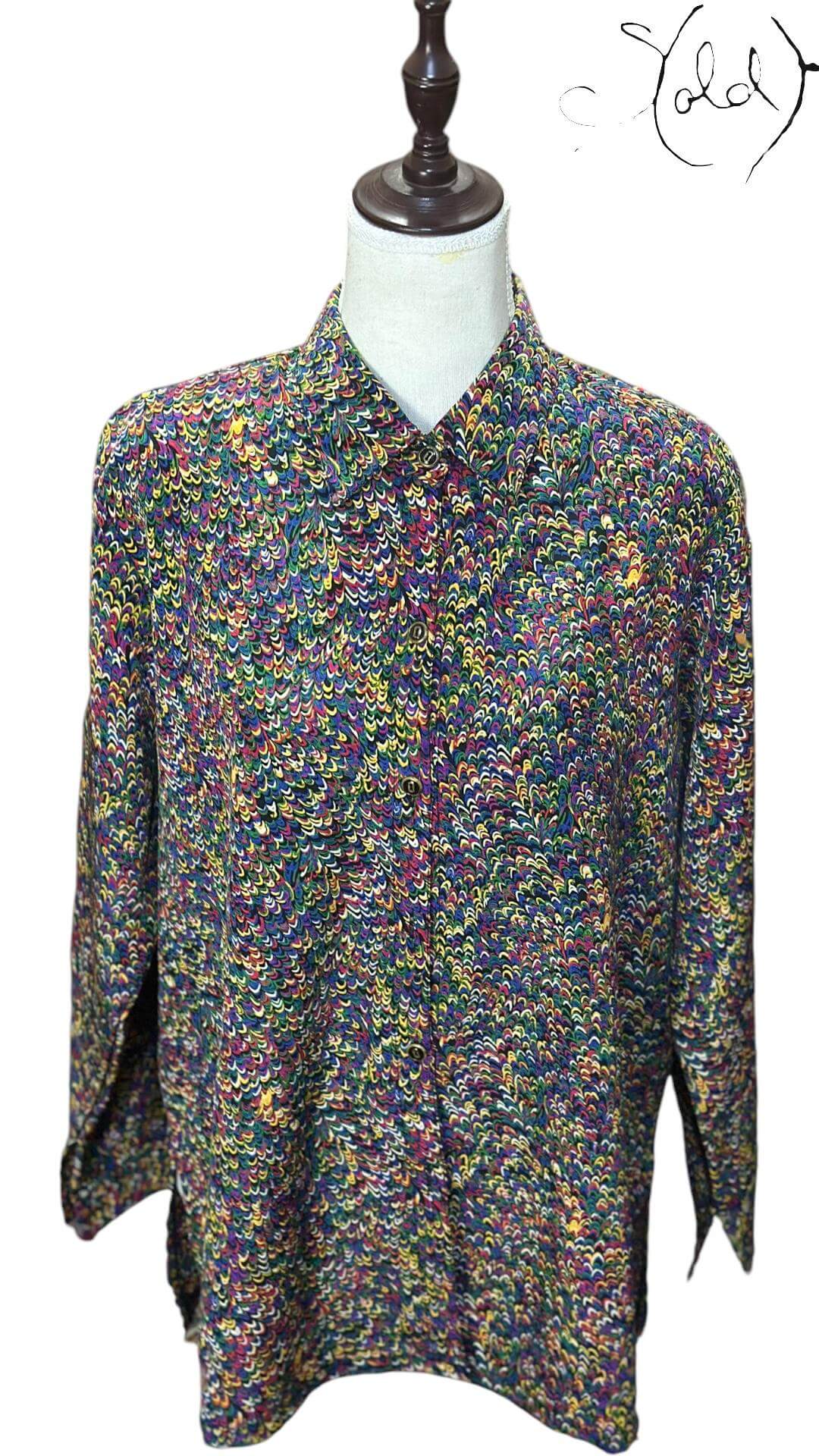 Psychedelic Feather Print Shirt – Fluid Fit, Back view | Sold Attire