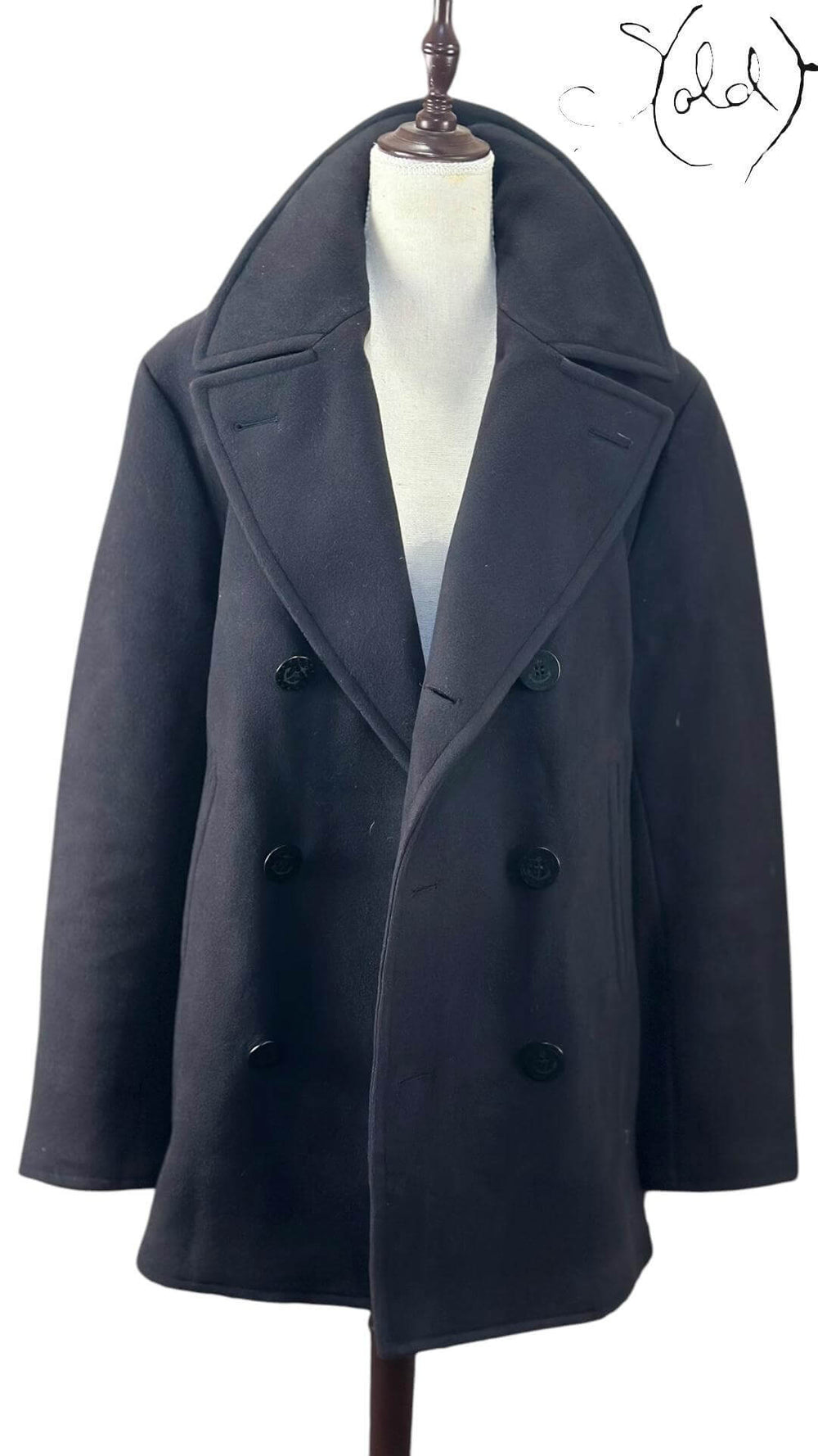 Ralph Lauren Melton Peacoat – Naval Precision, Side view | Sold Attire