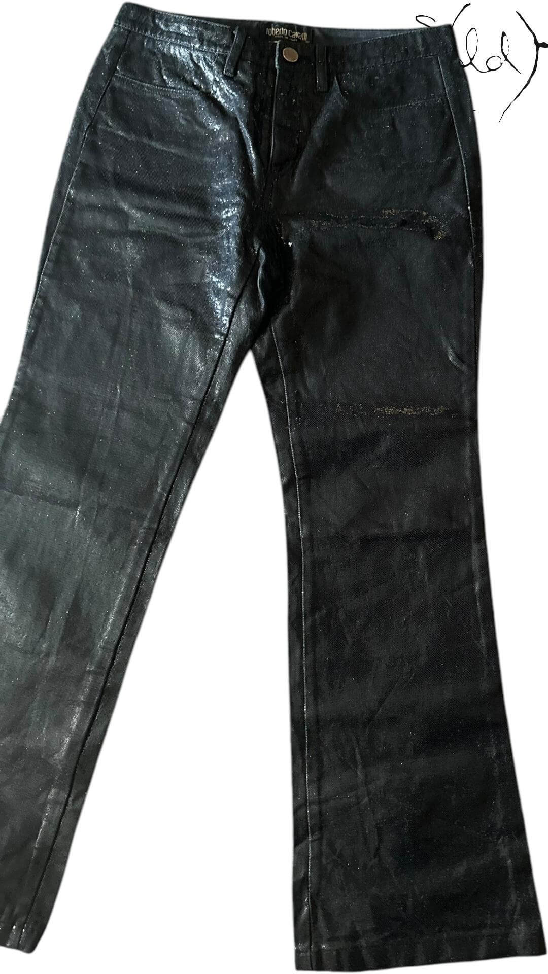 Roberto Cavalli Python Trousers – Night Luxe, Back view | Sold Attire