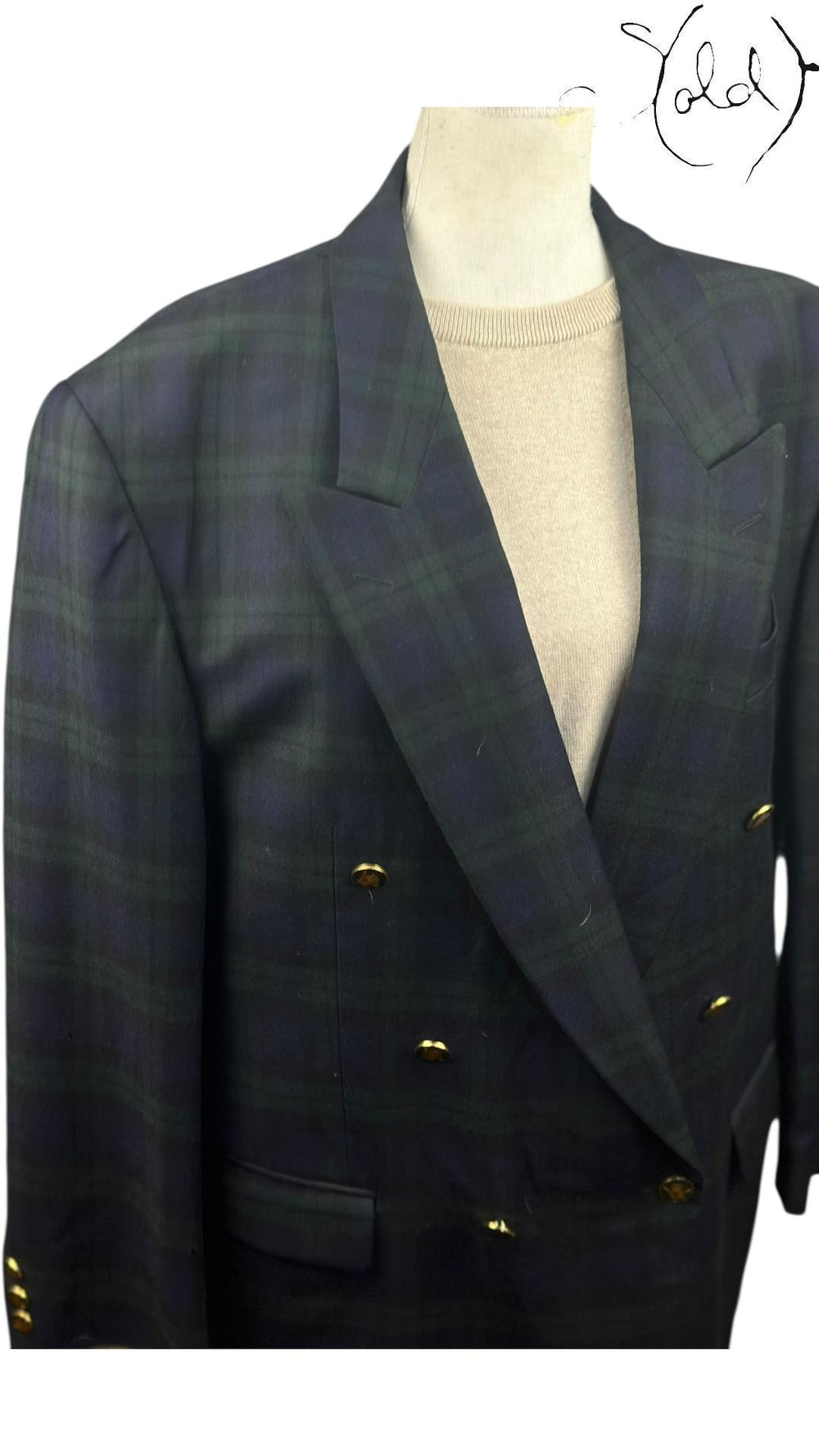 Roy Robson Tartan “Lana Wool” Blazer, Back view | Sold Attire