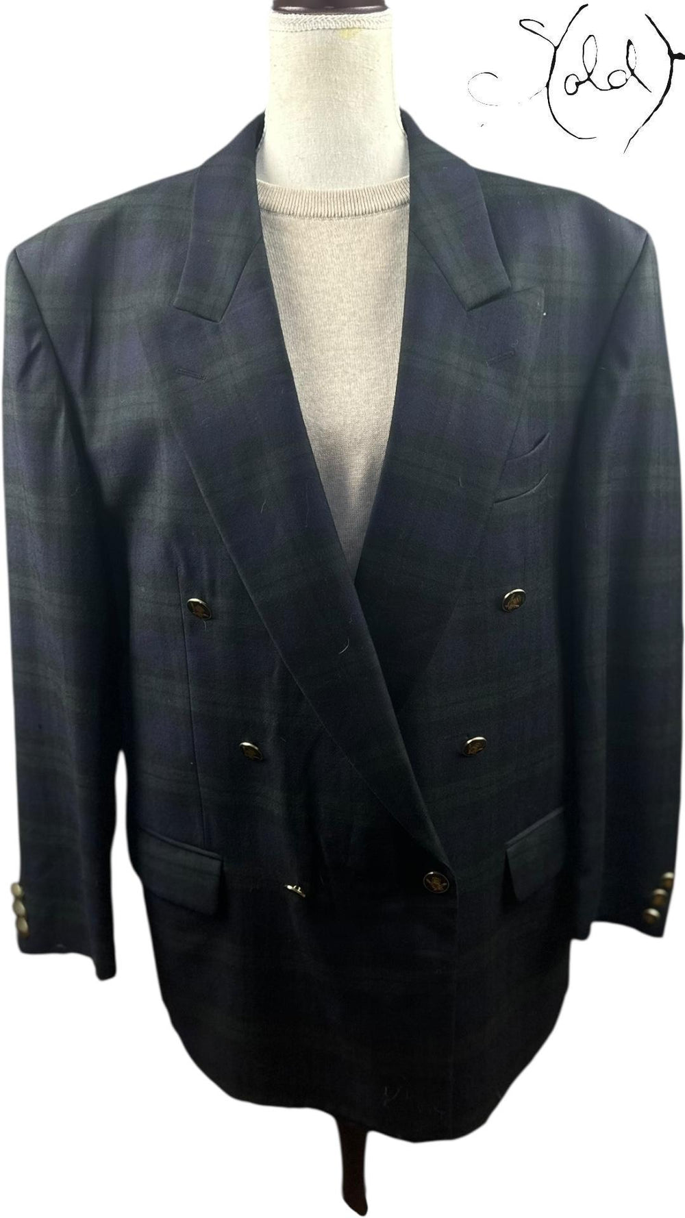Roy Robson Tartan “Lana Wool” Blazer, Detail view | Sold Attire