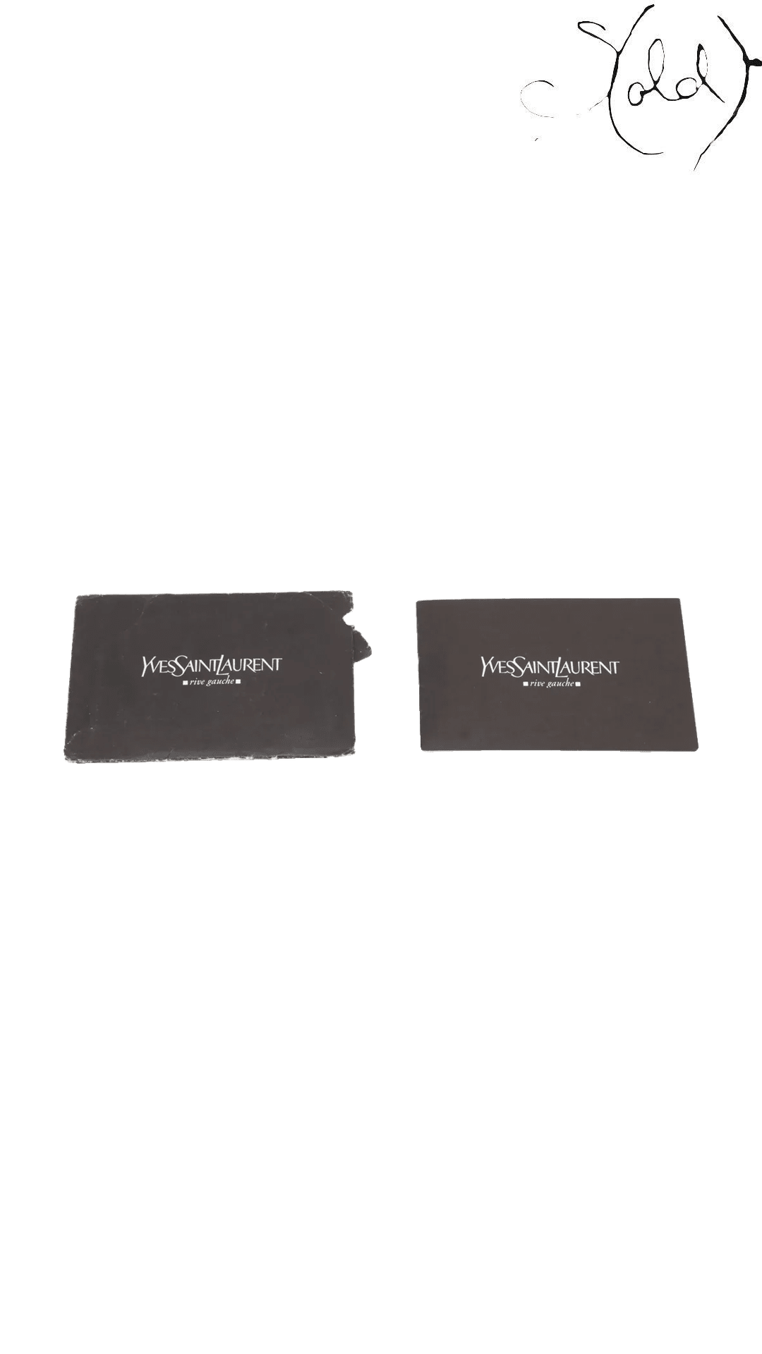 Saint Laurent Mombasa Black Leather Horn Shoulder Bag, two Saint Laurent cards detail