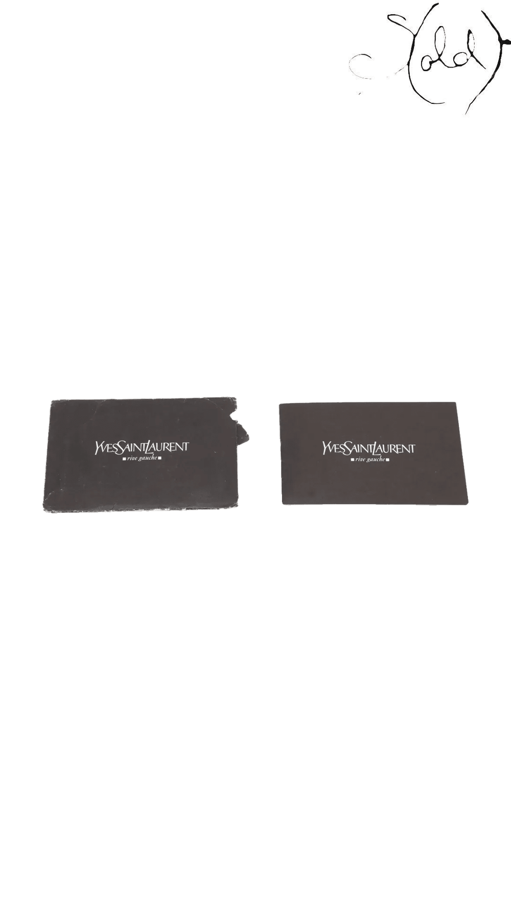 Saint Laurent Mombasa Black Leather Horn Shoulder Bag, two Saint Laurent cards detail