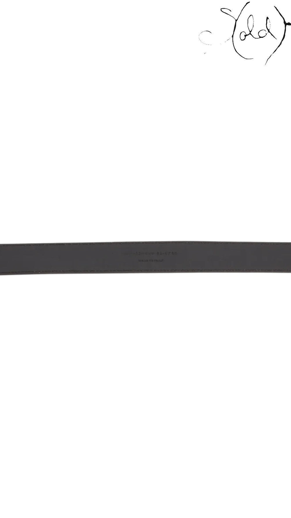 Sold Attire black leather Saint Laurent Cassandre belt with silver-tone hardware and embossed logo, size 85.