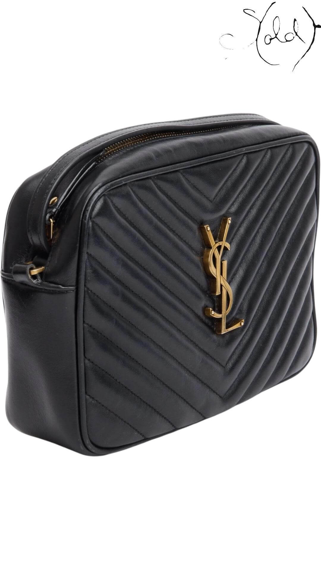Saint Laurent Lou Camera Bag – Chevron Minimalism, Back view | Sold Attire