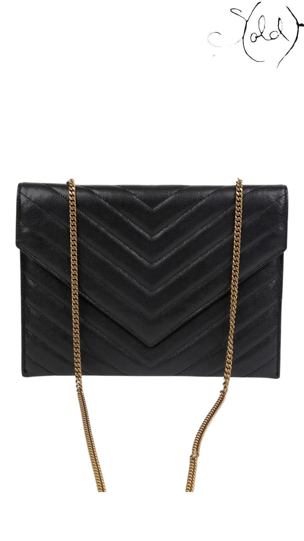 Saint Laurent Tribeca Chain Shoulder Bag Black Leather 2018, Back view | Sold Attire
