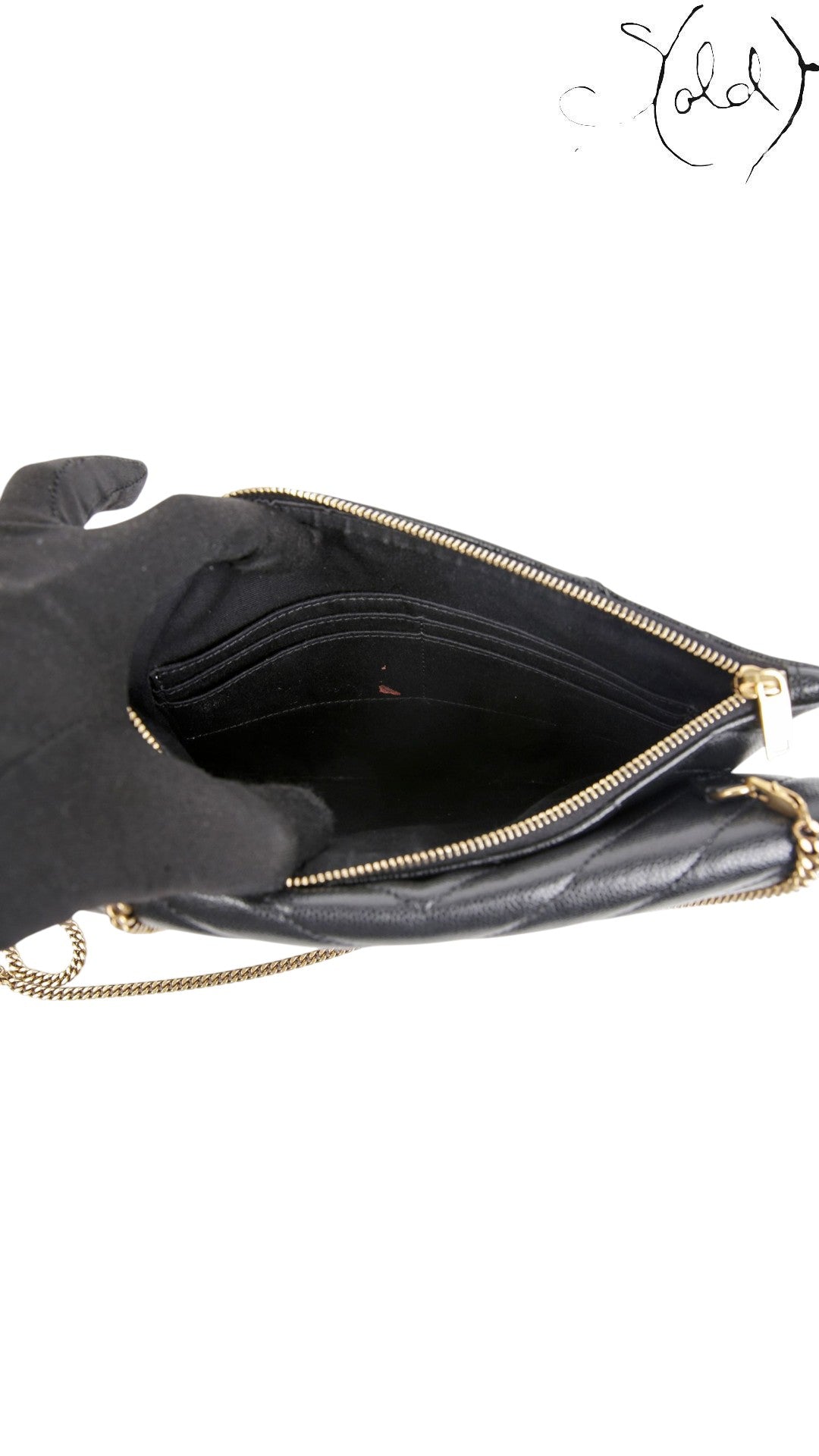 Saint Laurent Tribeca Chain Shoulder Bag Black Leather 2018, Side view | Sold Attire
