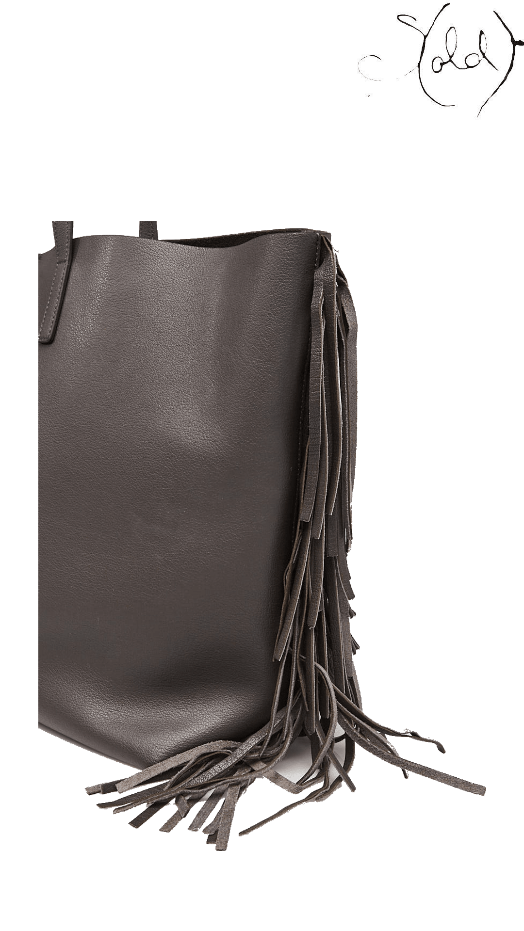 Saint Laurent Large Fringe Shopping Tote Grey — detail view 4