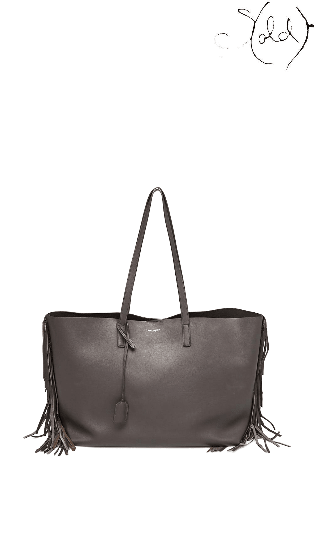 Saint Laurent Large Fringe Shopping Tote Grey — bag view 1
