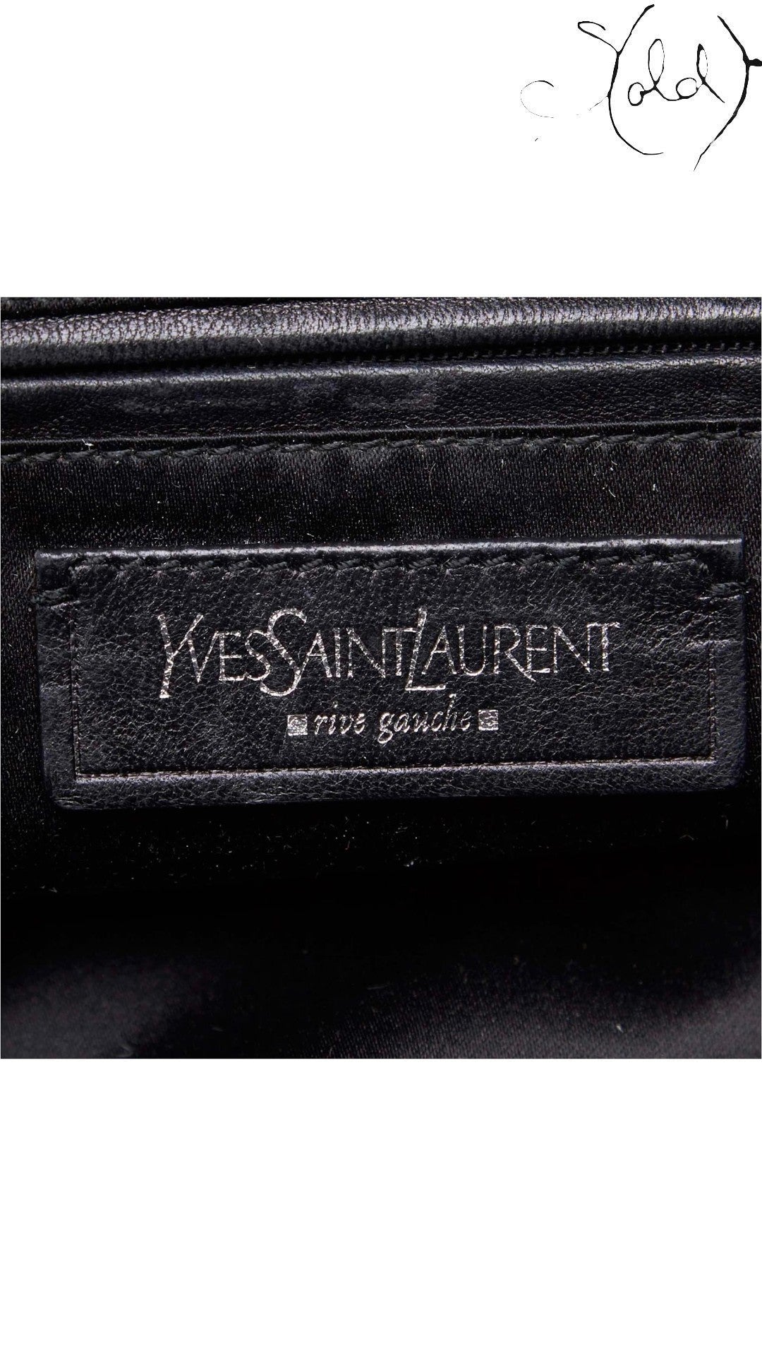Saint Laurent Rive Gauche Kahala Black Canvas Tote, Side view | Sold Attire