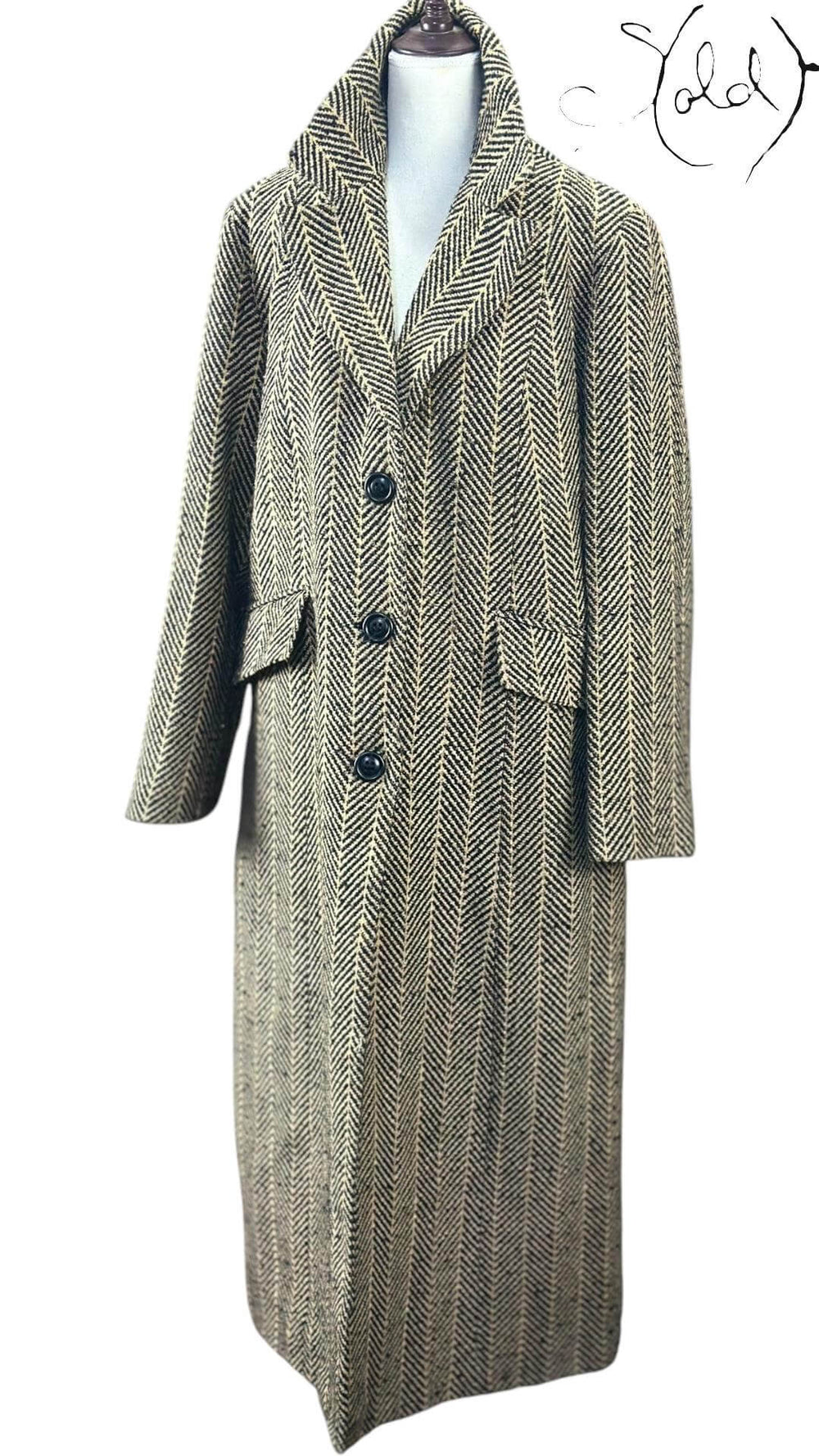 Sandro Ferrone Wool Coat – Cinematic Drape, Hardware detail | Sold Attire