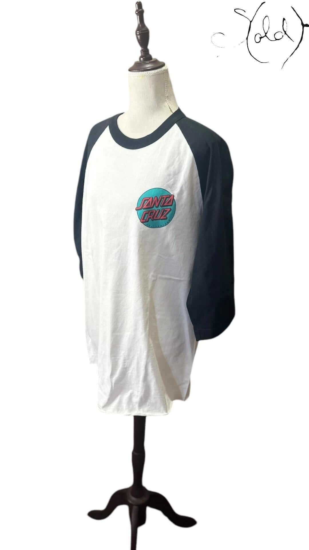 Santa Cruz Baseball Tee Medium/Large – Sold Attire, Back view | Sold Attire