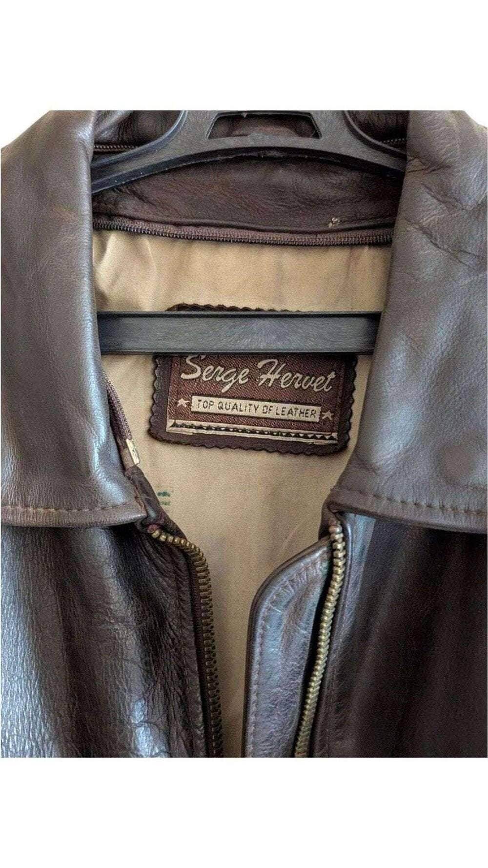 Serge Hervet Leather Jacket Brown Vintage Classic, Interior view | Sold Attire