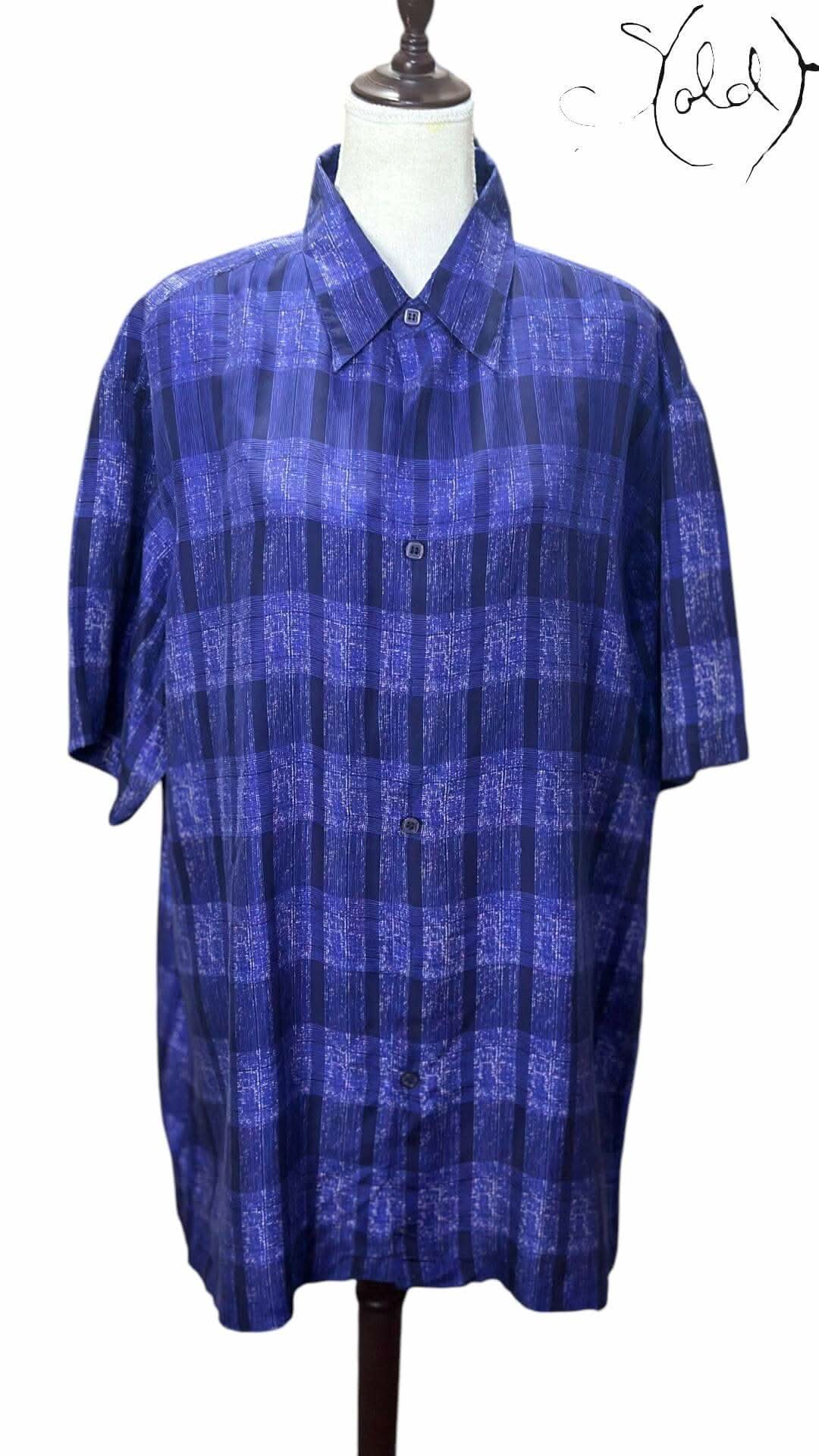 Silk Plaid Shirt in Cobalt – Soft Structure | Sold Attire - Sold Attire
