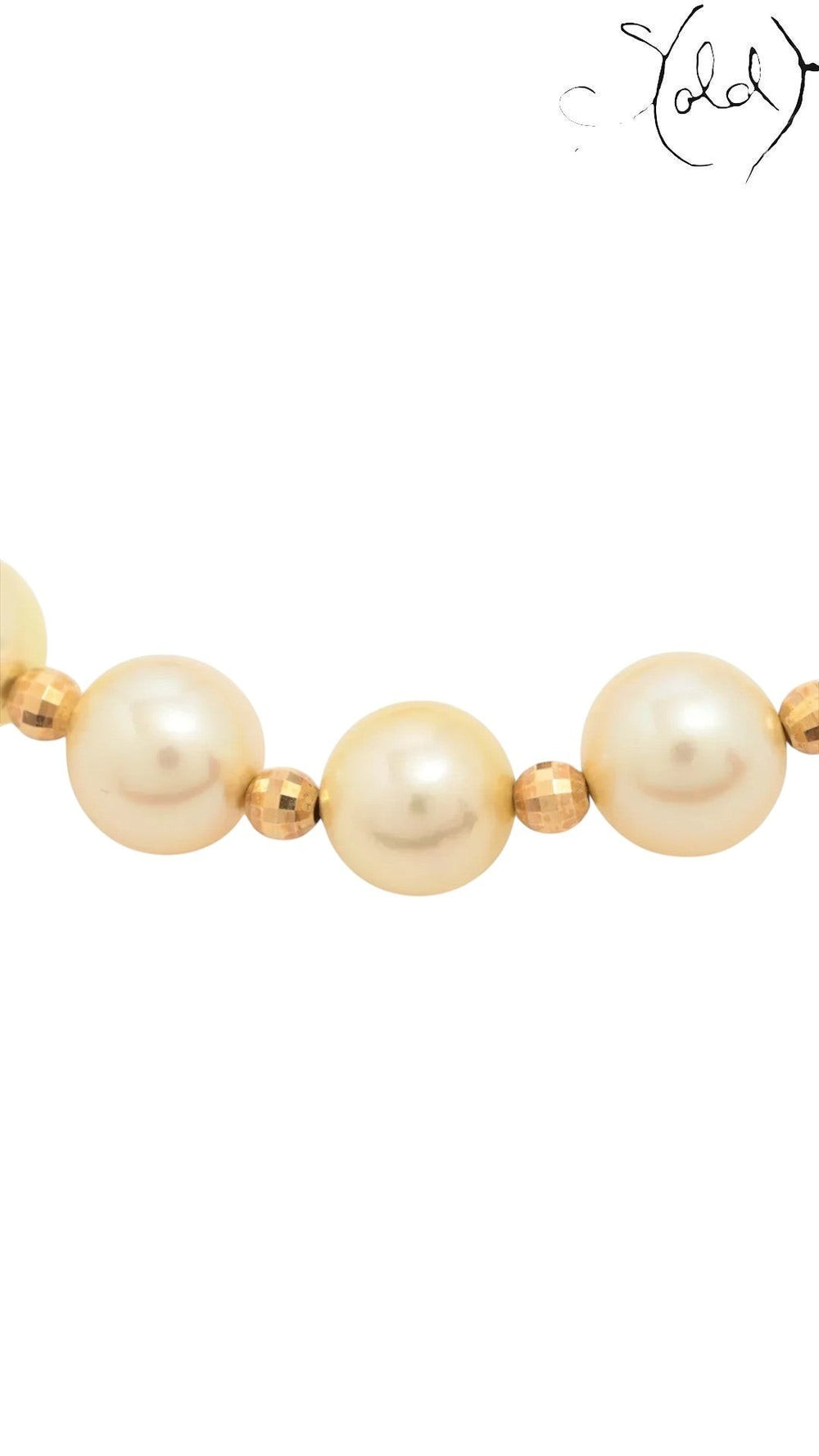 Sold Attire cream Akoya pearl necklace and bracelet set featuring round pearls and faceted silver beads.