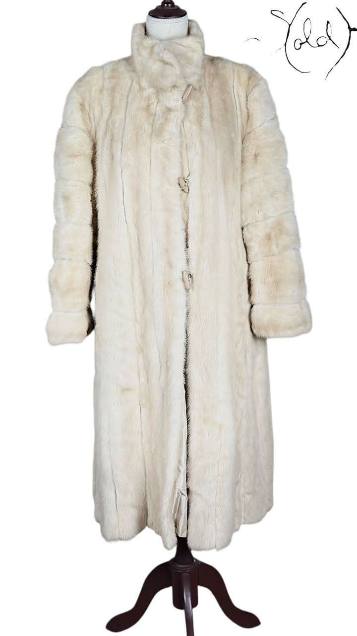 Sold Attire Coats Russian Baby Mink Full - Length Coat Ivory Sectioned | Sold Attire