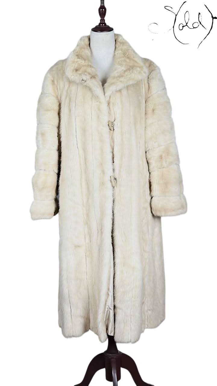 Sold Attire Coats Russian Baby Mink Full - Length Coat Ivory Sectioned | Sold Attire