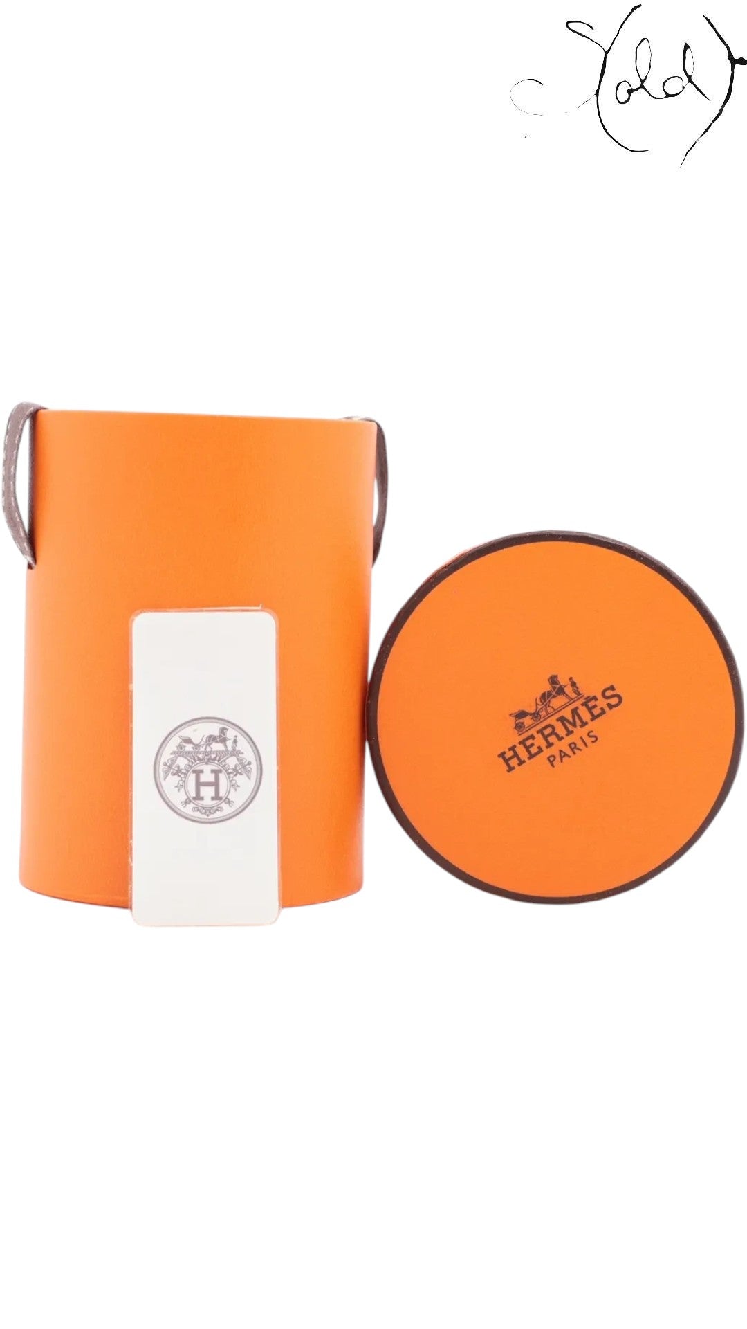 Sold Attire authentic Hermes Twilly Danse Pacifique orange cylindrical gift box with logo branding