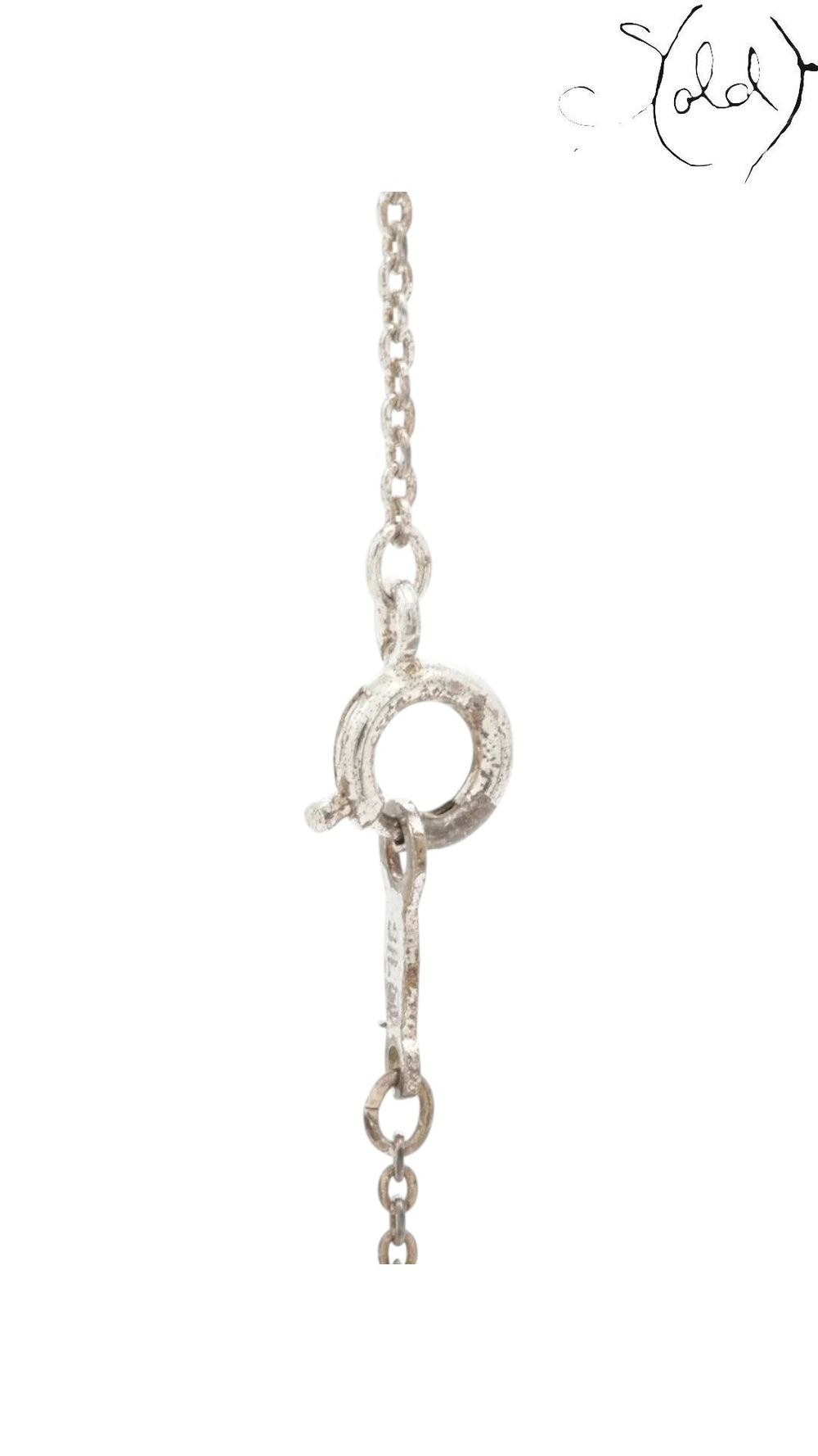 Sold Attire Mikimoto sterling silver necklace clasp detail showing the metal chain link and secure circular closure