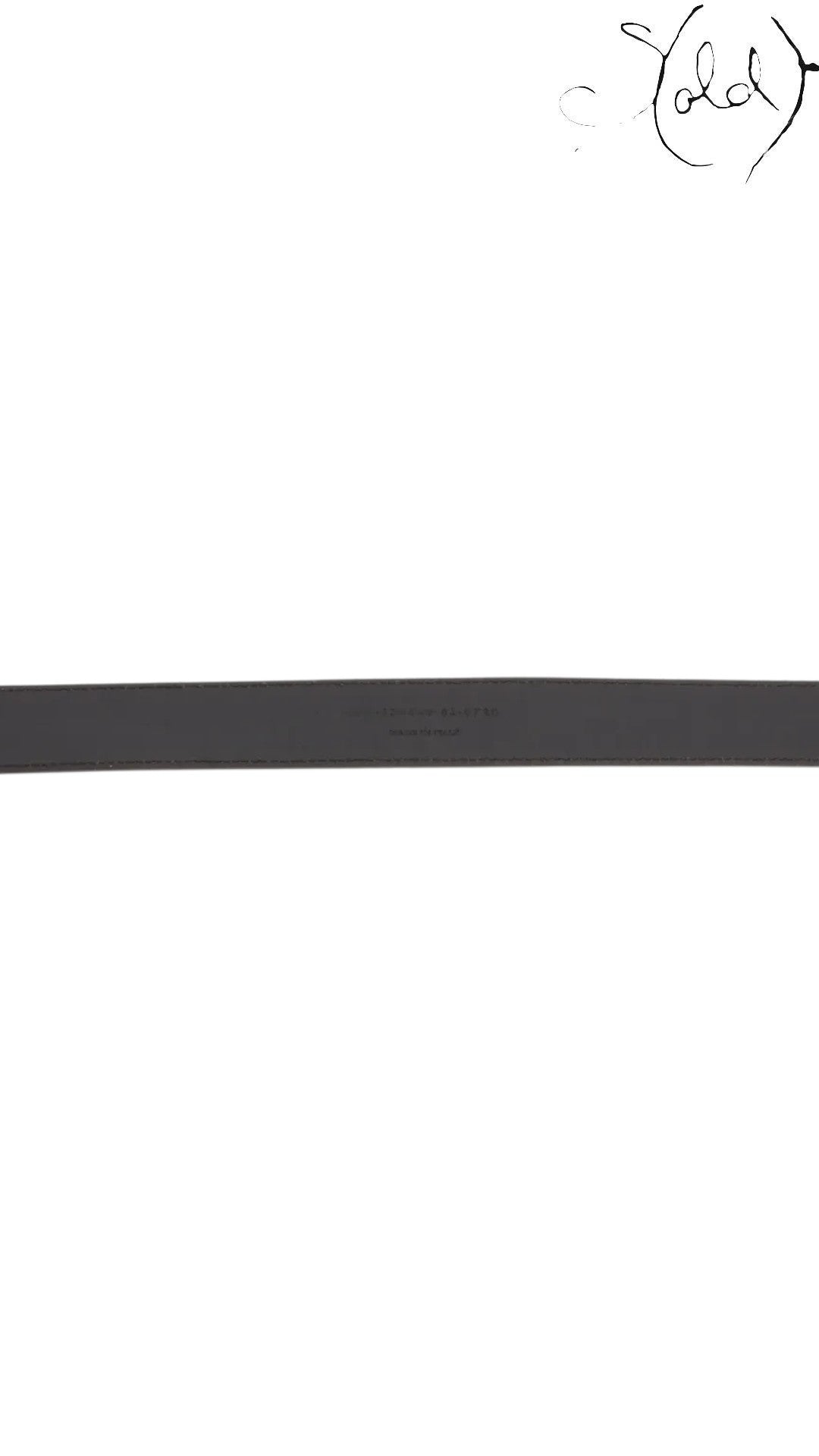 Sold Attire black leather Saint Laurent Cassandre belt with silver-tone hardware and embossed logo, size 85.