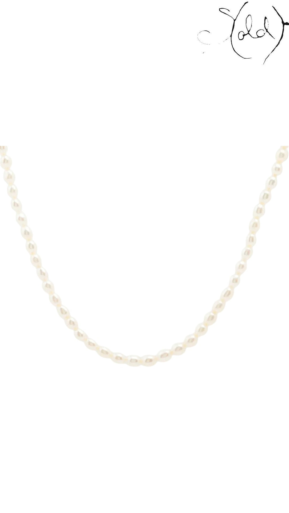 Sold Attire TASAKI single-strand cream pearl necklace with silver clasp, 42.9 cm length, elegant pre-owned jewelry.