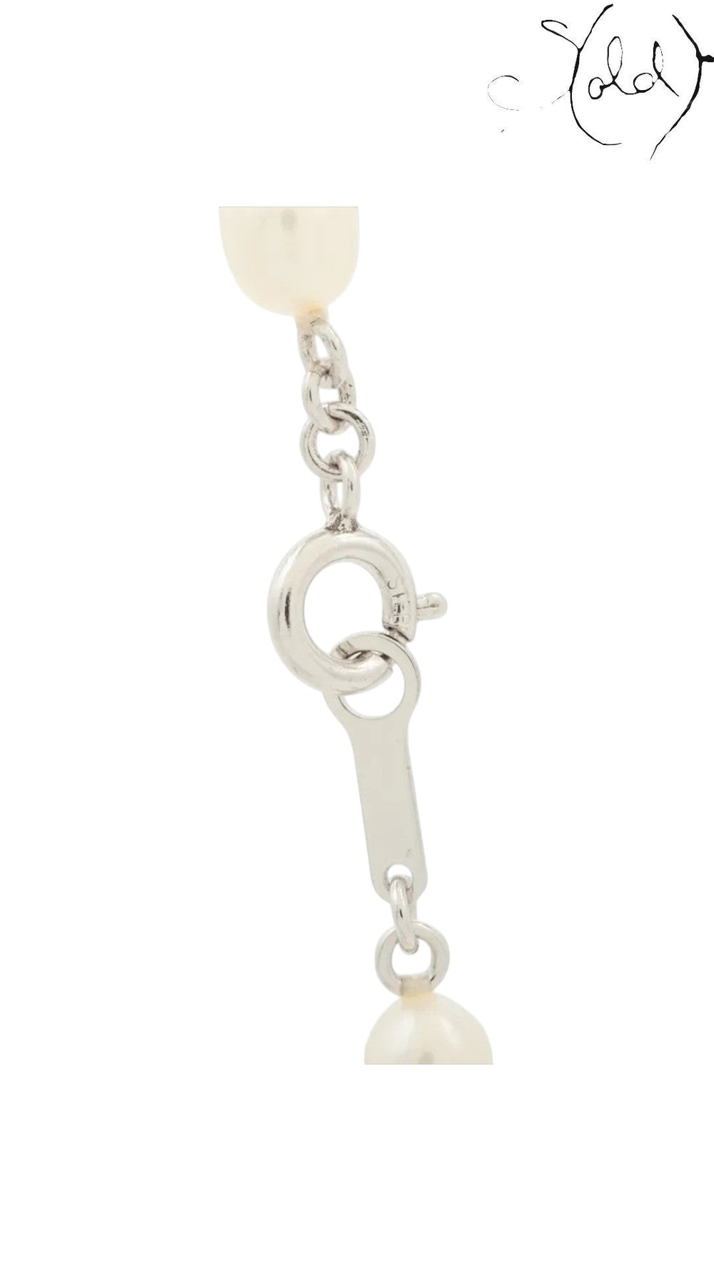 Sold Attire TASAKI pearl necklace featuring cream pearls and a silver SV clasp with visible fastener thread detail