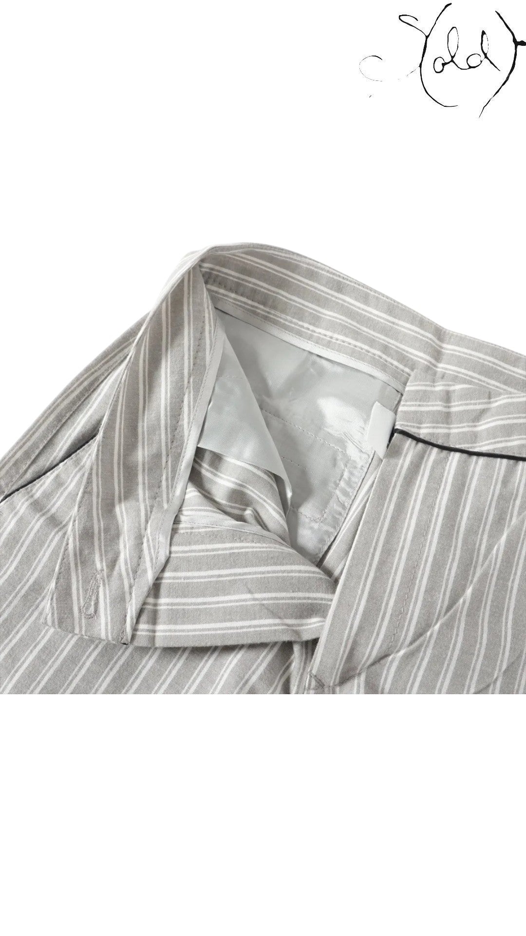 Sold Attire MM6 Maison Margiela gray and white striped wide-leg cotton pants with a concealed zip fly and belt loops.