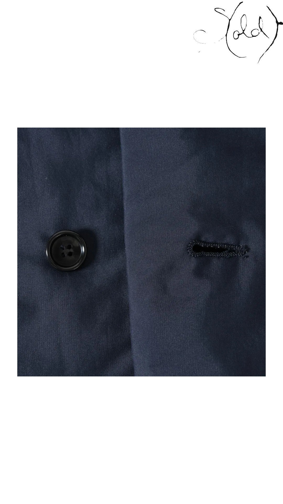 Sold Attire navy polyester padded cape coat with a single black button and buttonhole, AW16.