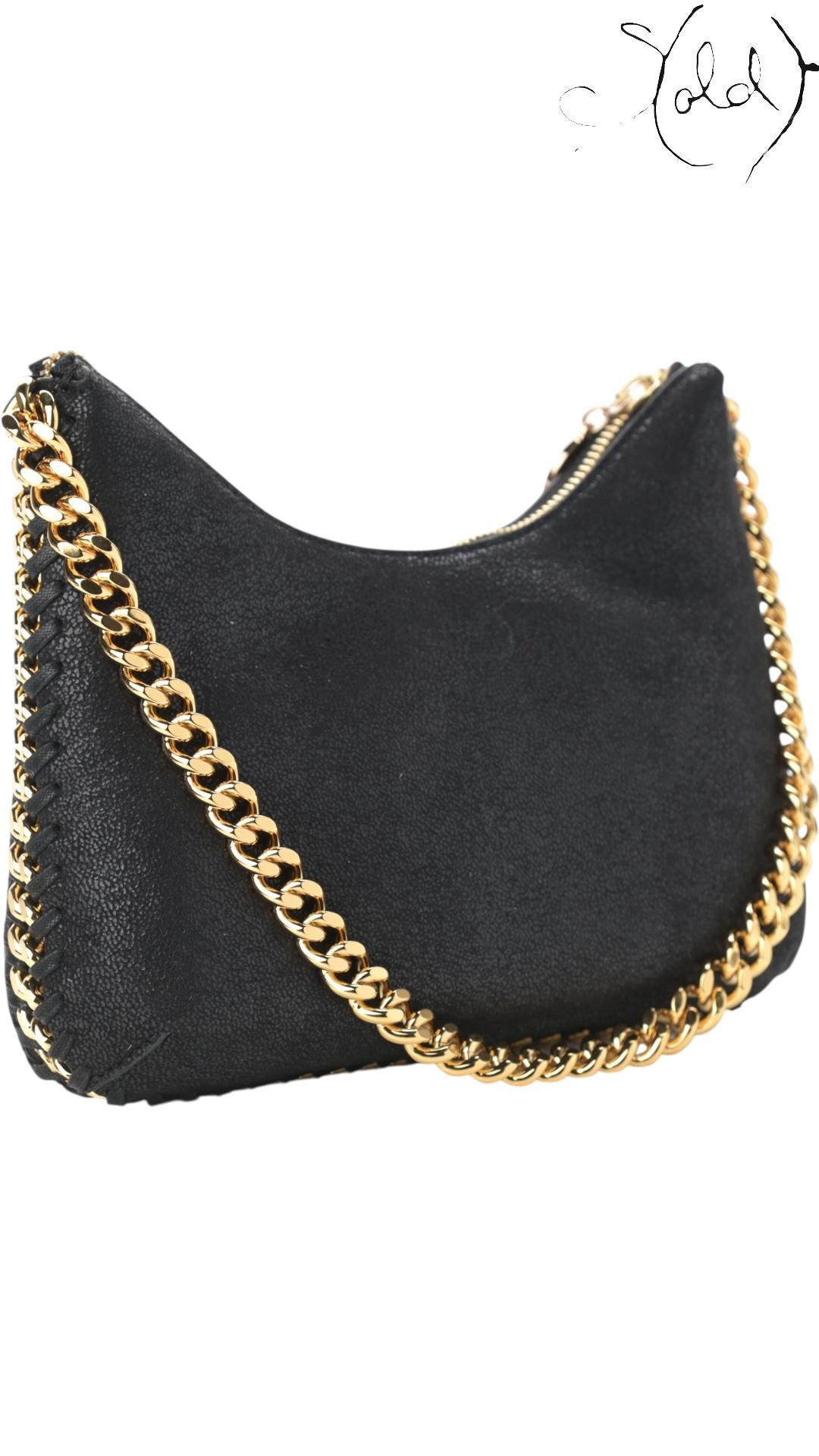 Stella McCartney Shaggy Deer Mini Chain Shoulder Bag Black, Back view | Sold Attire