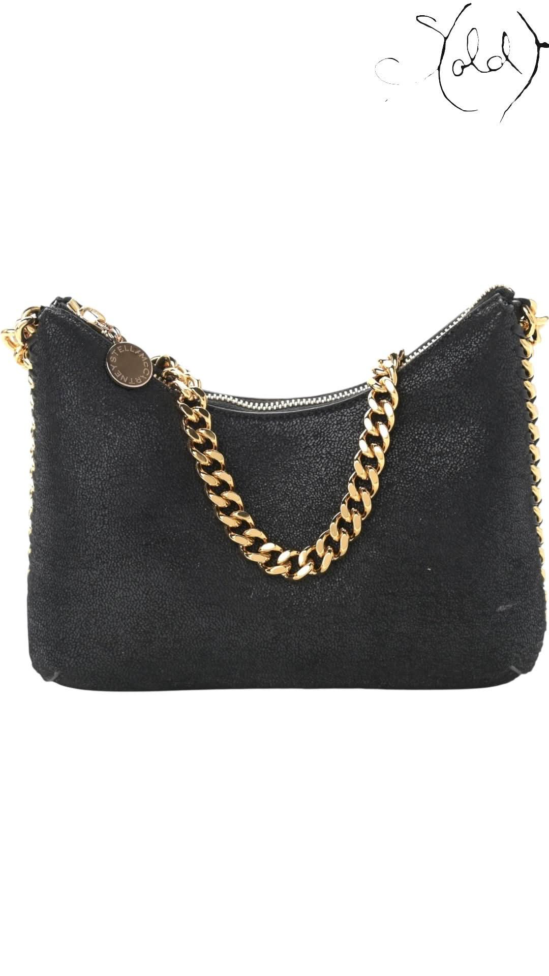 Stella McCartney Shaggy Deer Mini Chain Shoulder Bag Black | Sold Attire - Sold Attire