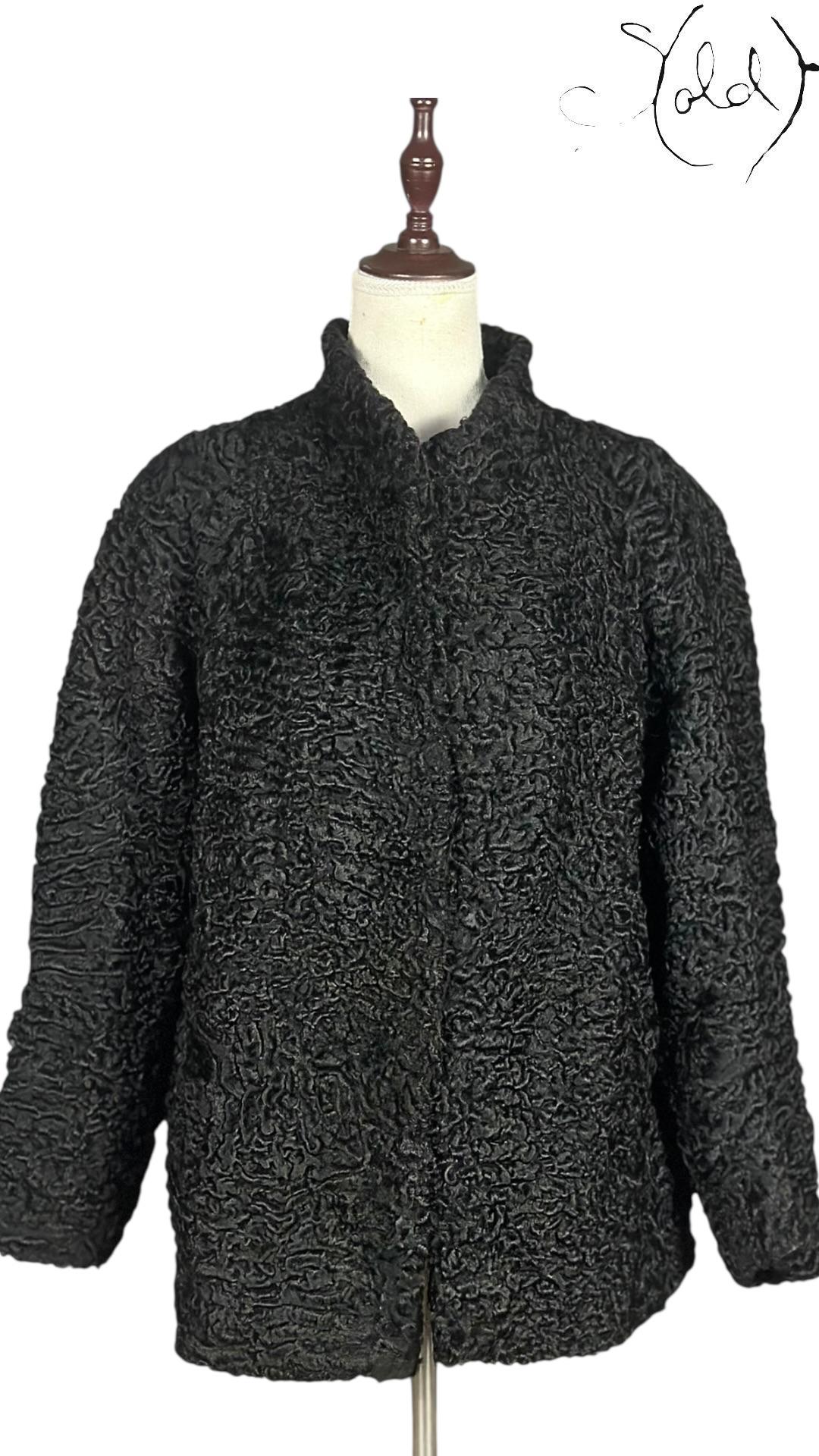 Swakara Persian Lamb Fur Jacket Black 1990s Size Medium — Authenticated Pre-Owned | Sold Attire