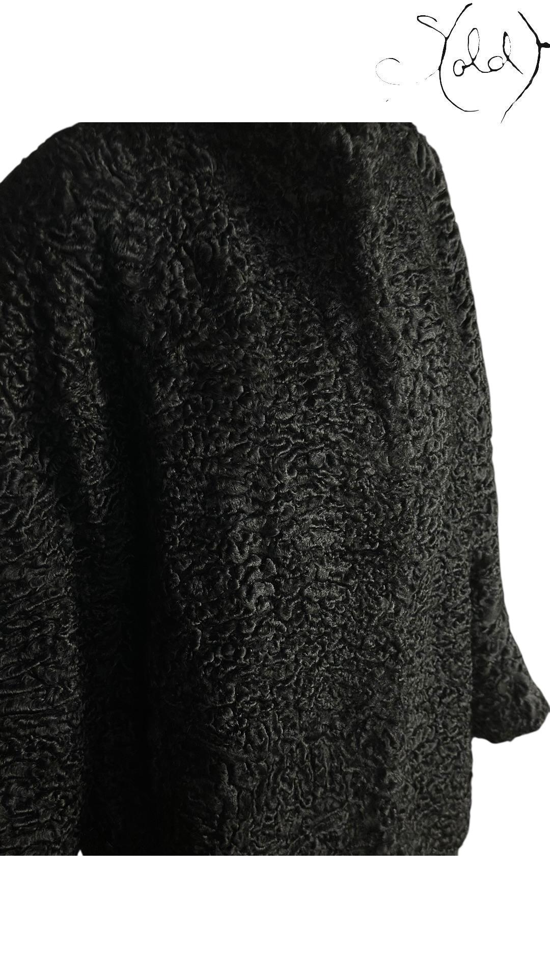Swakara Persian Lamb Fur Jacket Black 1990s Size Medium, Base view | Sold Attire