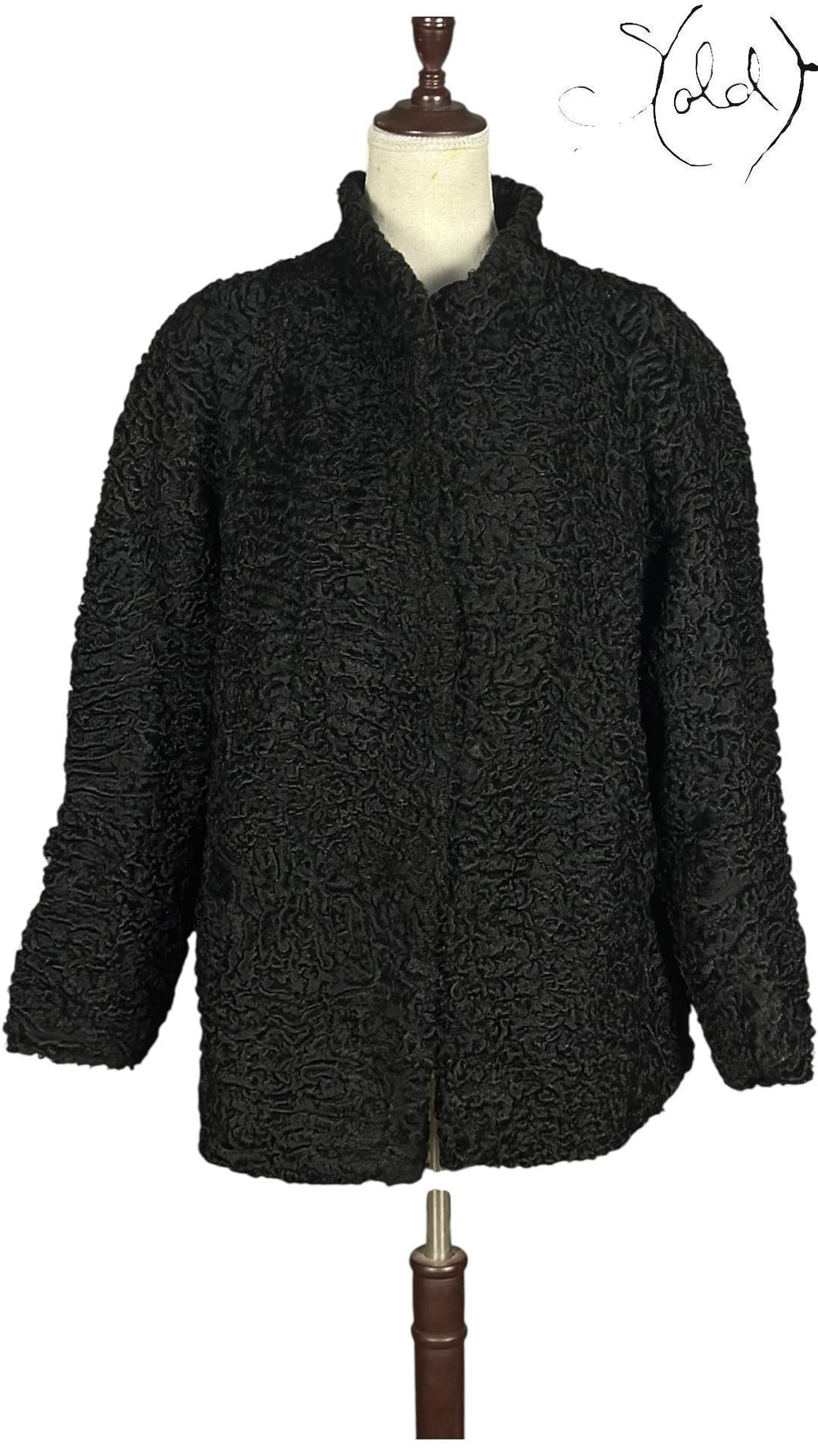 Swakara Persian Lamb Fur Jacket Black 1990s Size Medium, Back view | Sold Attire