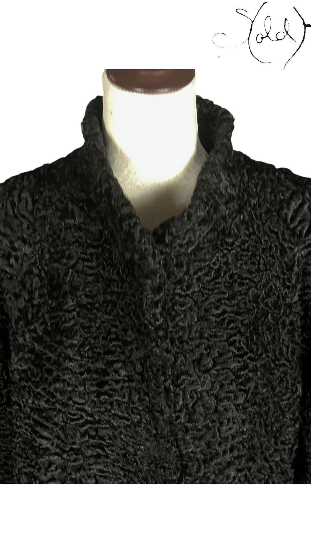 Swakara Persian Lamb Fur Jacket Black 1990s Size Medium, Detail view | Sold Attire