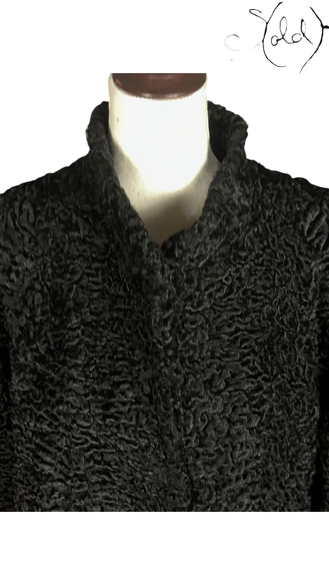 Swakara Persian Lamb Fur Jacket Black 1990s Size Medium, Detail view | Sold Attire