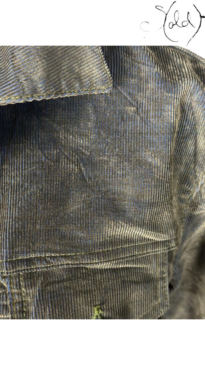 Thomas Burberry Corduroy Jacket Olive 2000s Size 42, Interior view | Sold Attire