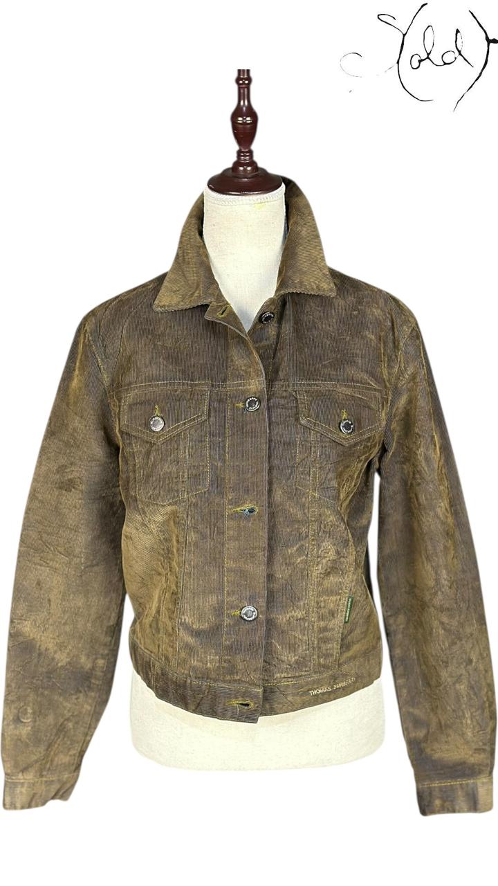 Thomas Burberry Corduroy Jacket Olive 2000s Size 42, Base view | Sold Attire
