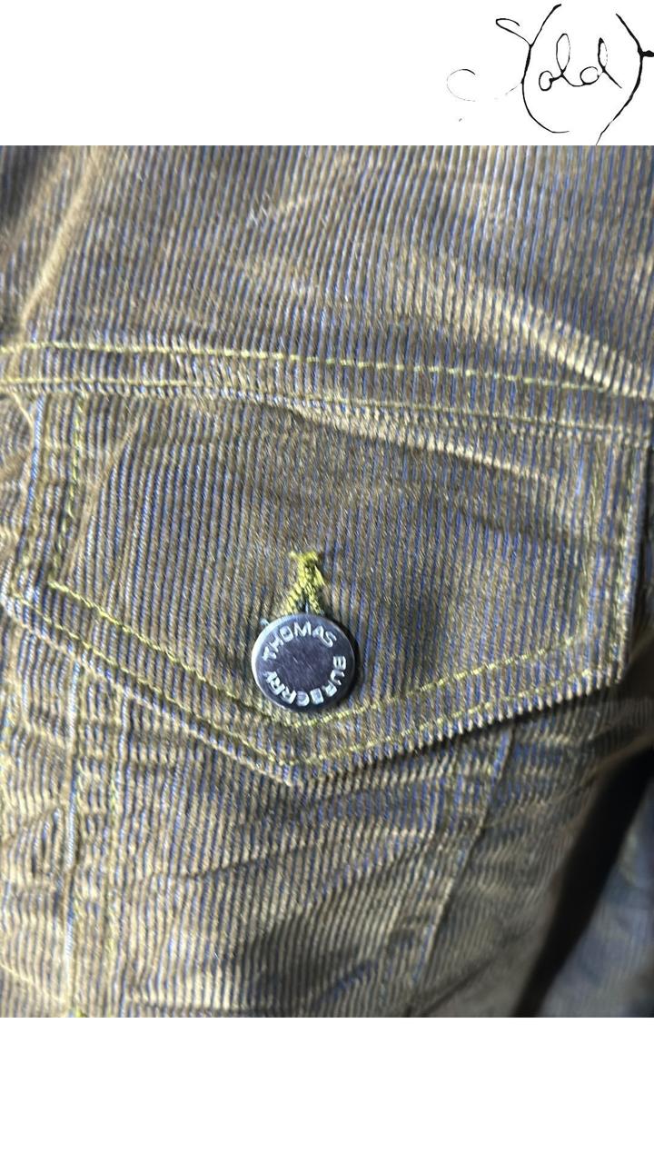 Thomas Burberry Corduroy Jacket Olive 2000s Size 42, Hardware detail | Sold Attire