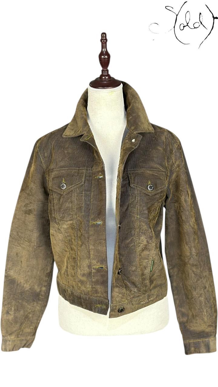 Thomas Burberry Corduroy Jacket Olive 2000s Size 42, Back view | Sold Attire