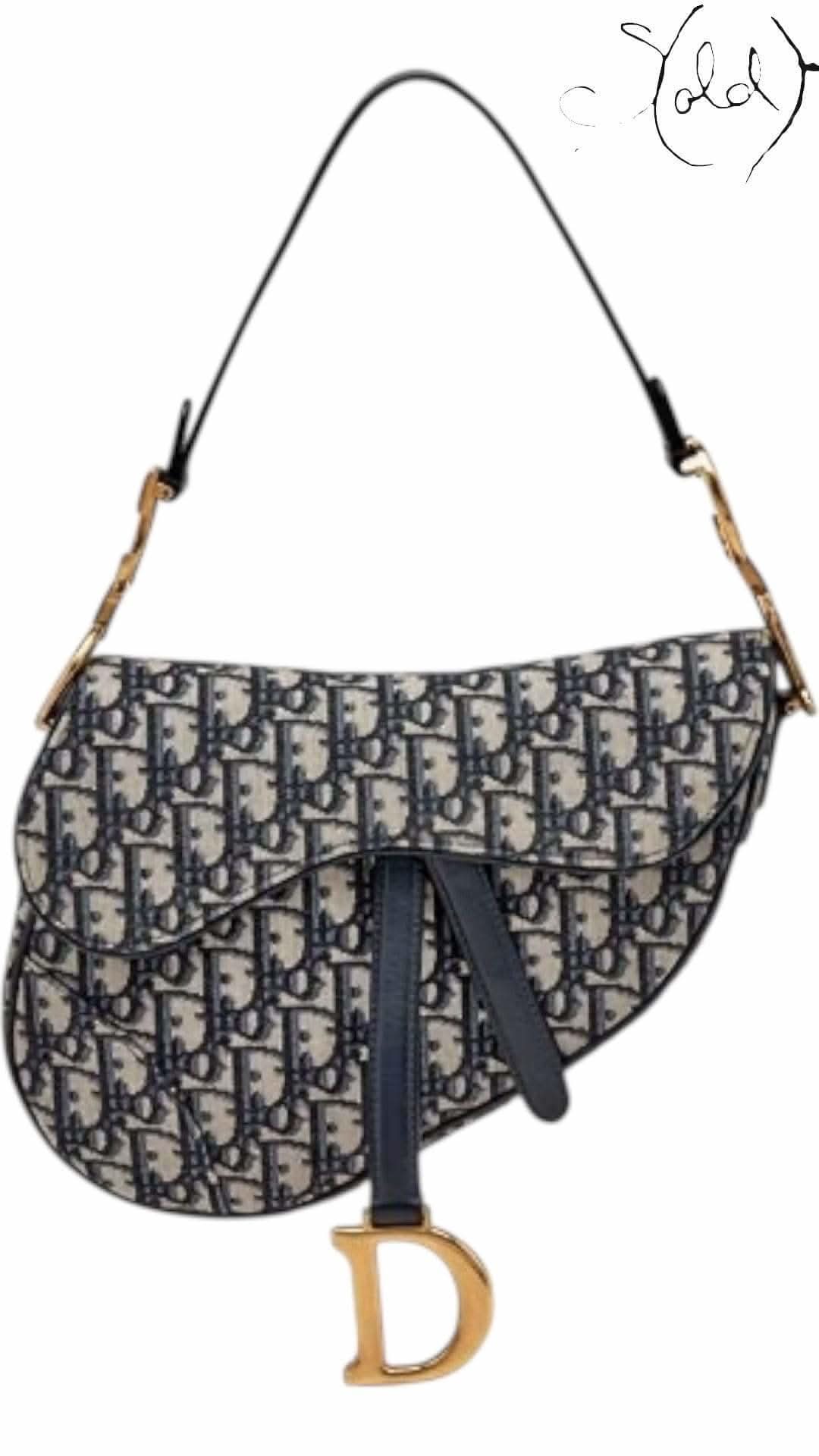 Title: Christian Dior Oblique Saddle Bag – Medium Blue Jacquard | Sold Attire - Sold Attire