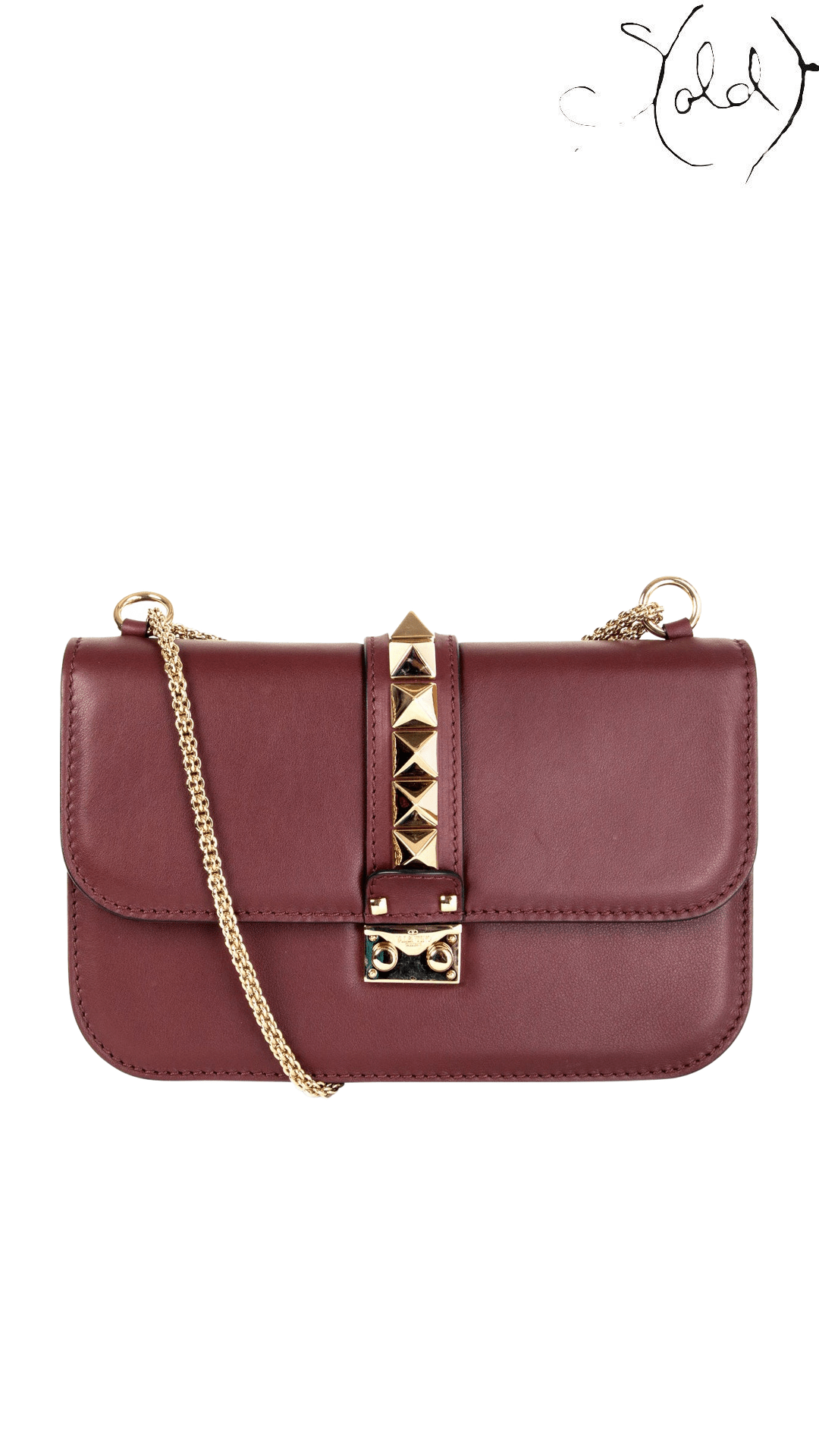 Valentino Garavani Rockstud Glam Lock Medium Burgundy — bag view 1